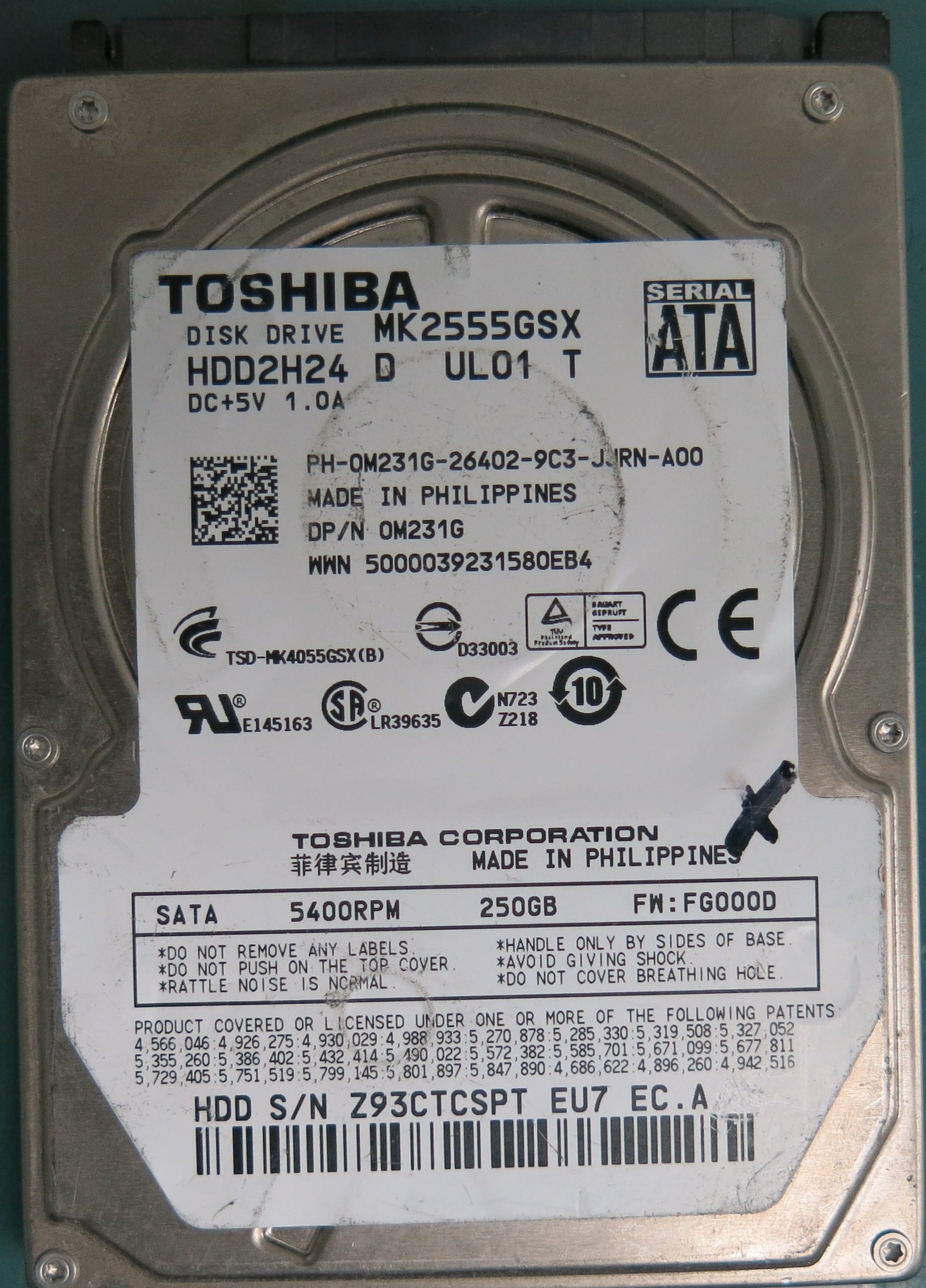MK2555GSX, 250GB 2.5, PCB: G002439