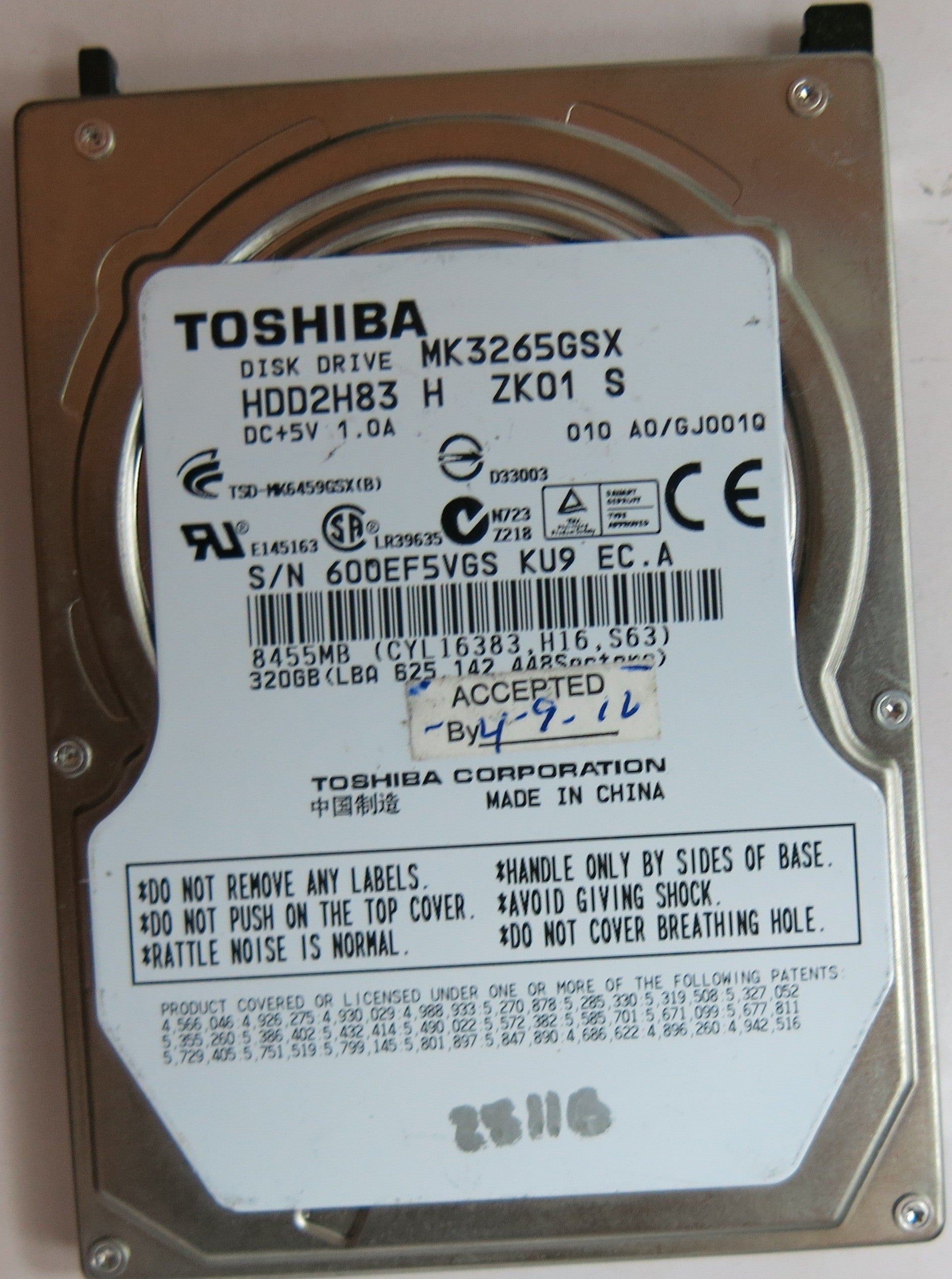 MK3265GSX HDD2H83 H ZK01 S  G002641A PCB