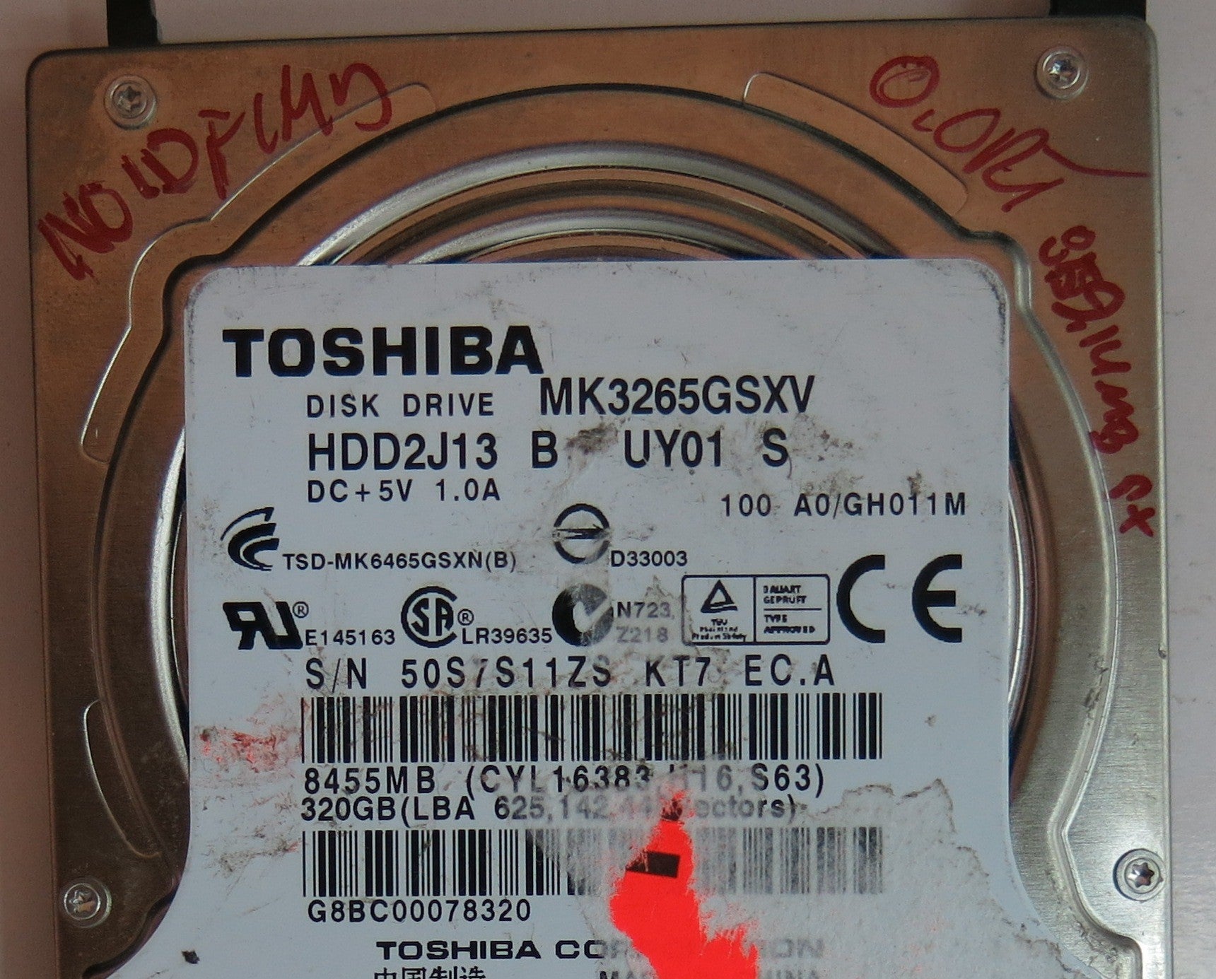 MK3265GSXV HDD2J13 B UY01 S G002706A PCB