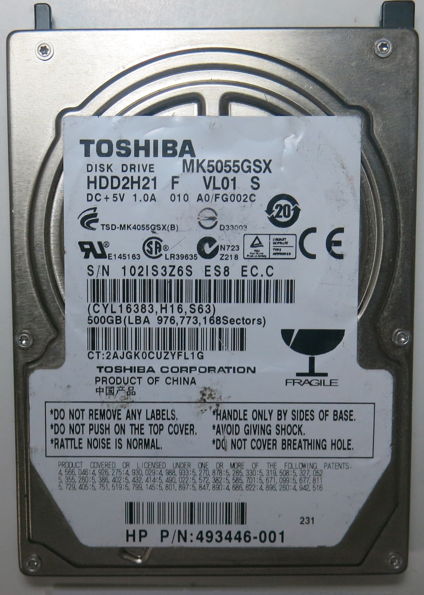 MK5055GSX HDD2H21 F VLO1 S, G002439-0A PCB