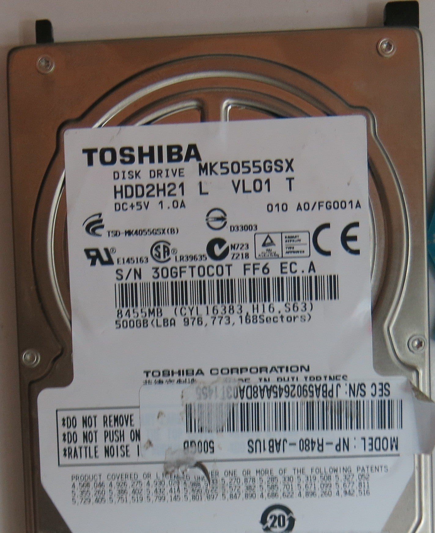 MK5055GSX HDD2H21 L VLO1 T G002439-0A PCB