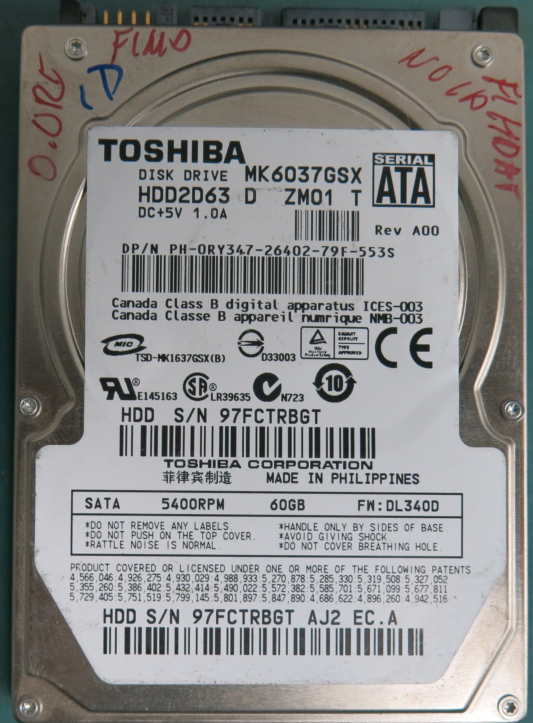 MK6037GSX, 60GB 2.5, G58001851000-A