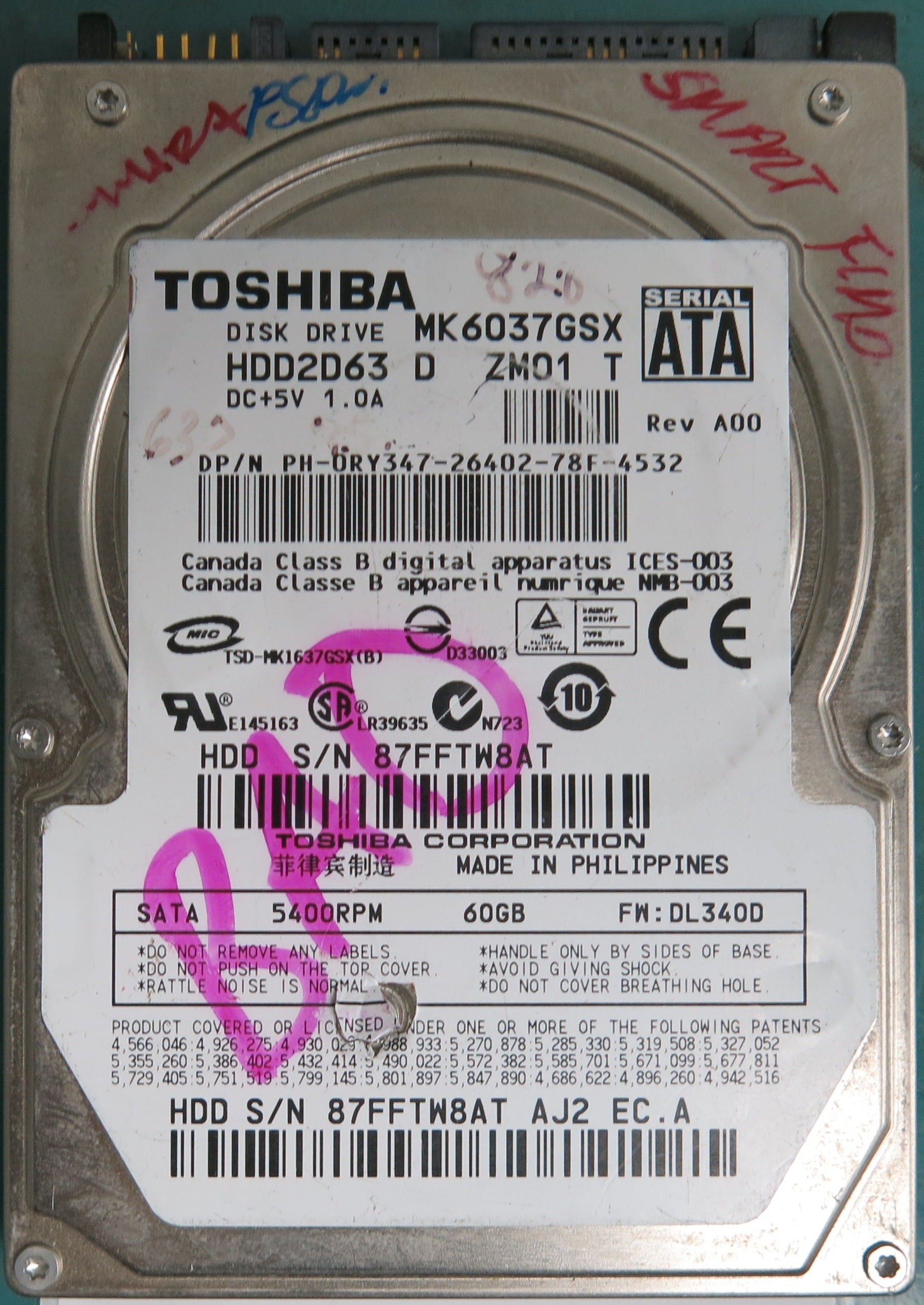 MK6037GSX, 60GB 2.5, G5B001851000-A