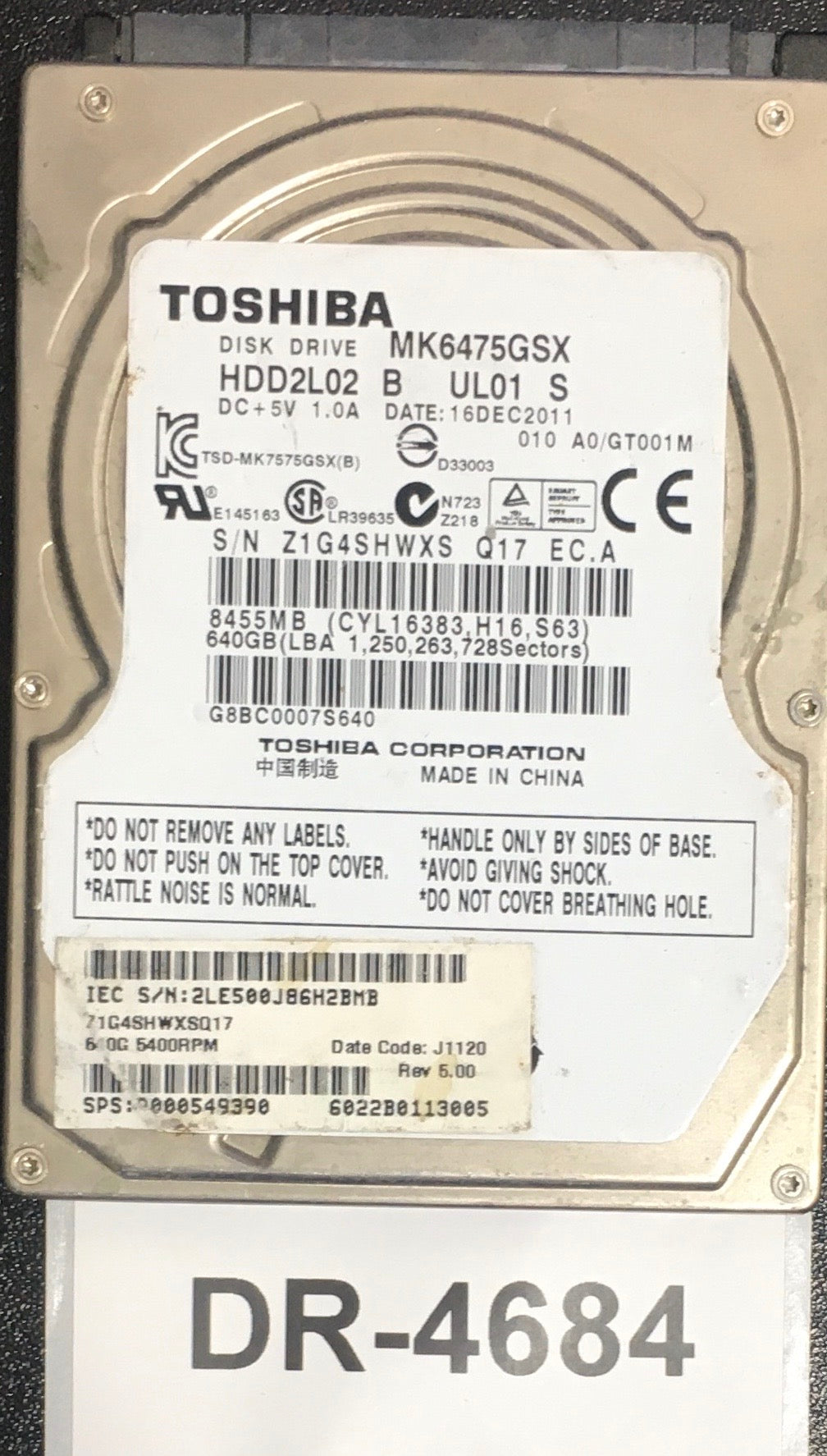 MK6475GSX,  Serial: Z1G4SHWXS Q17 EC.A,  640GB 2.5,  PCB :G002825A,
