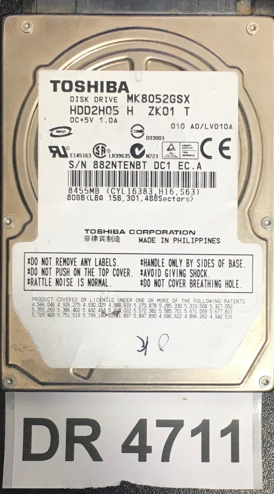MK8052GSX,  Serial: 882NTENBT DC1 EC.A,  80GB 2.5,  PCB: G002217A,