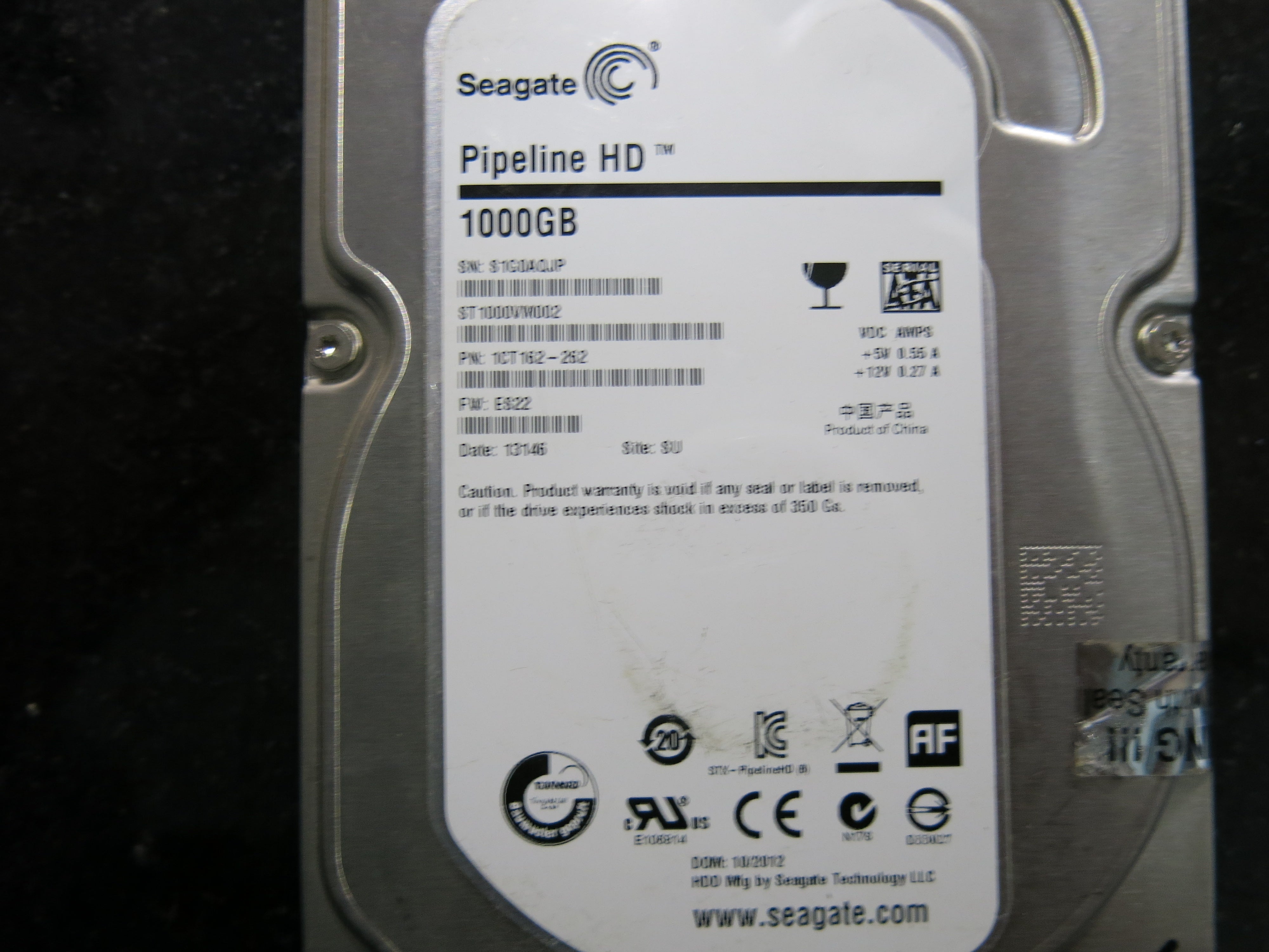 ST1000VM002 PCB: 100687658 REV B SERIAL NUMBER: S1G0AQJP FW:ES22 PN:ES22 1.TB