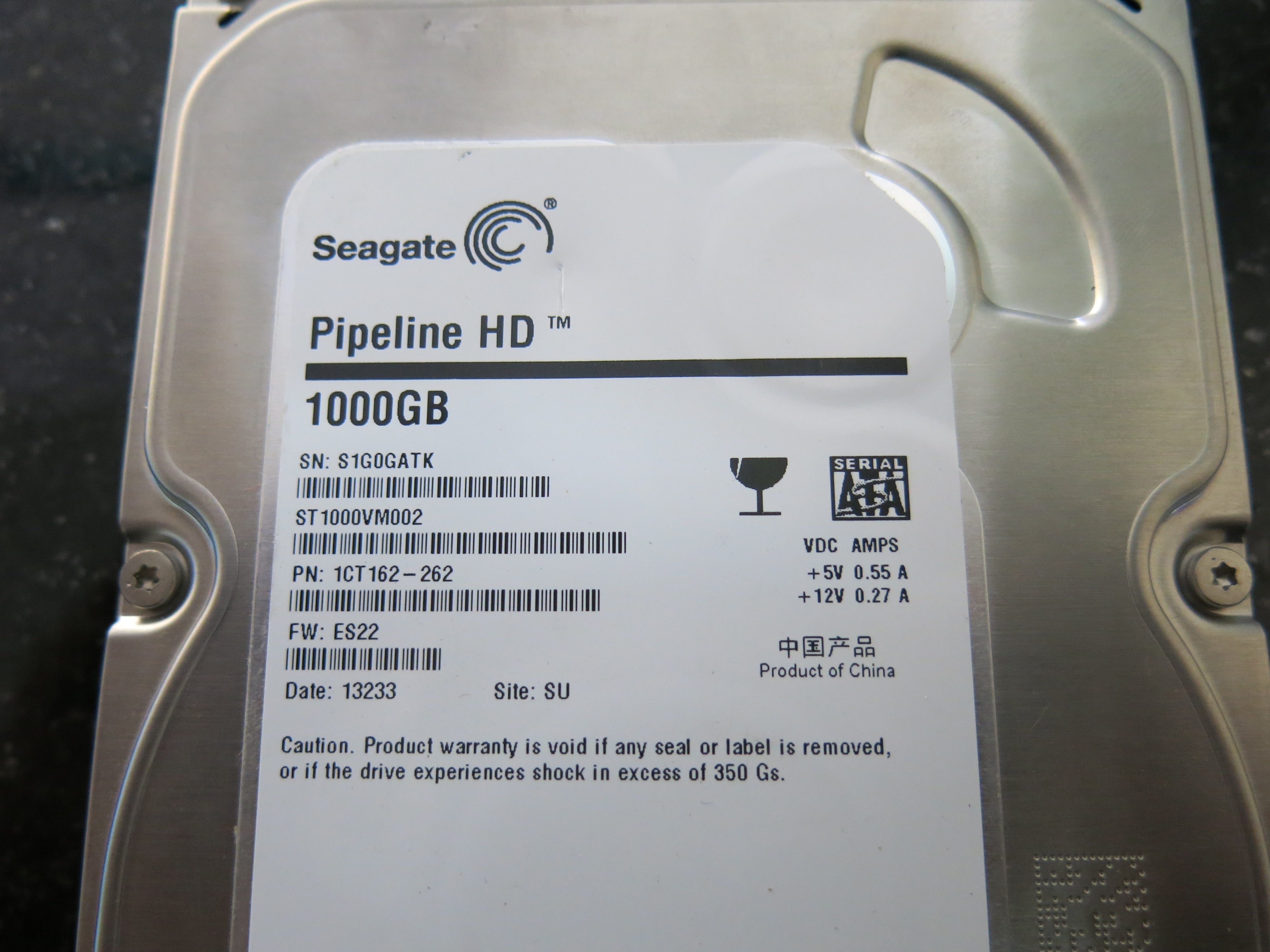 MODEL :ST1000VM002 PCB : 100687658 REV C SERIAL NUMBER : S1G0GATK