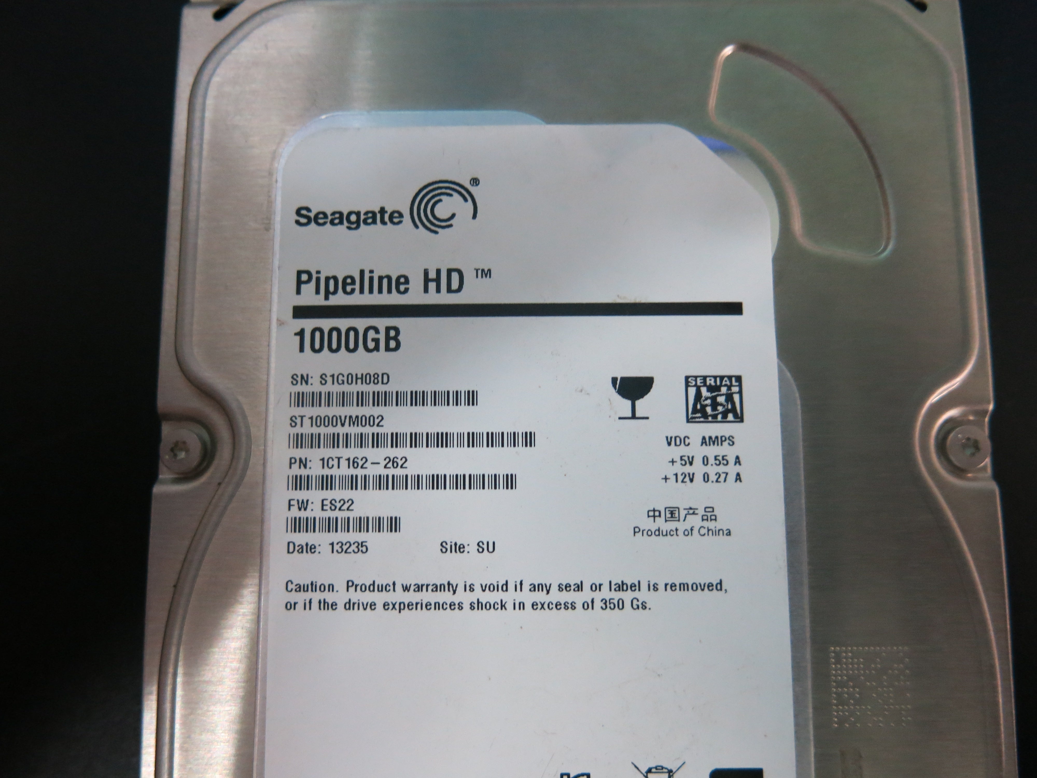 ST1000VM002 PCB : 100687658 REV C SERIAL NUMBER : S1G0H08D PN:1CT162-262 FW:ES22 1.TB