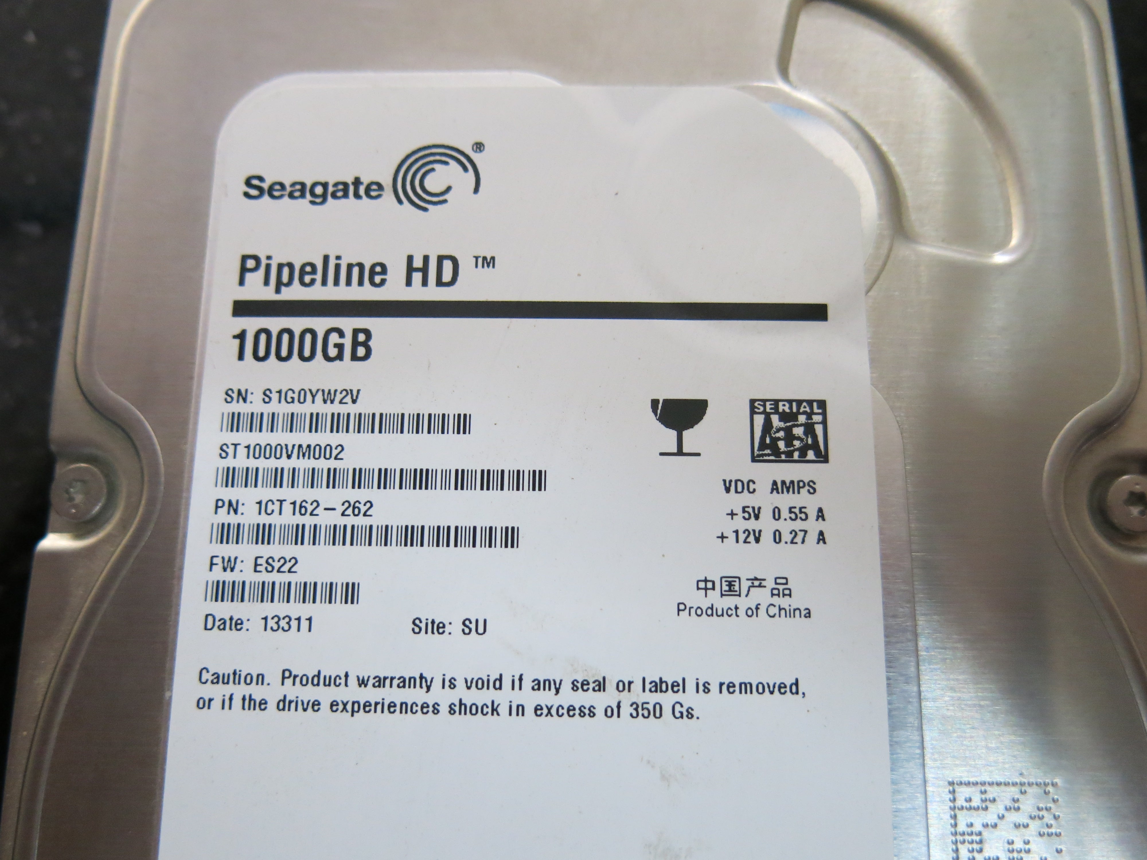 ST100VM002,  Serial:S1G0YW2V,  1000GB 3.5,  PCB:100687658- REV C
