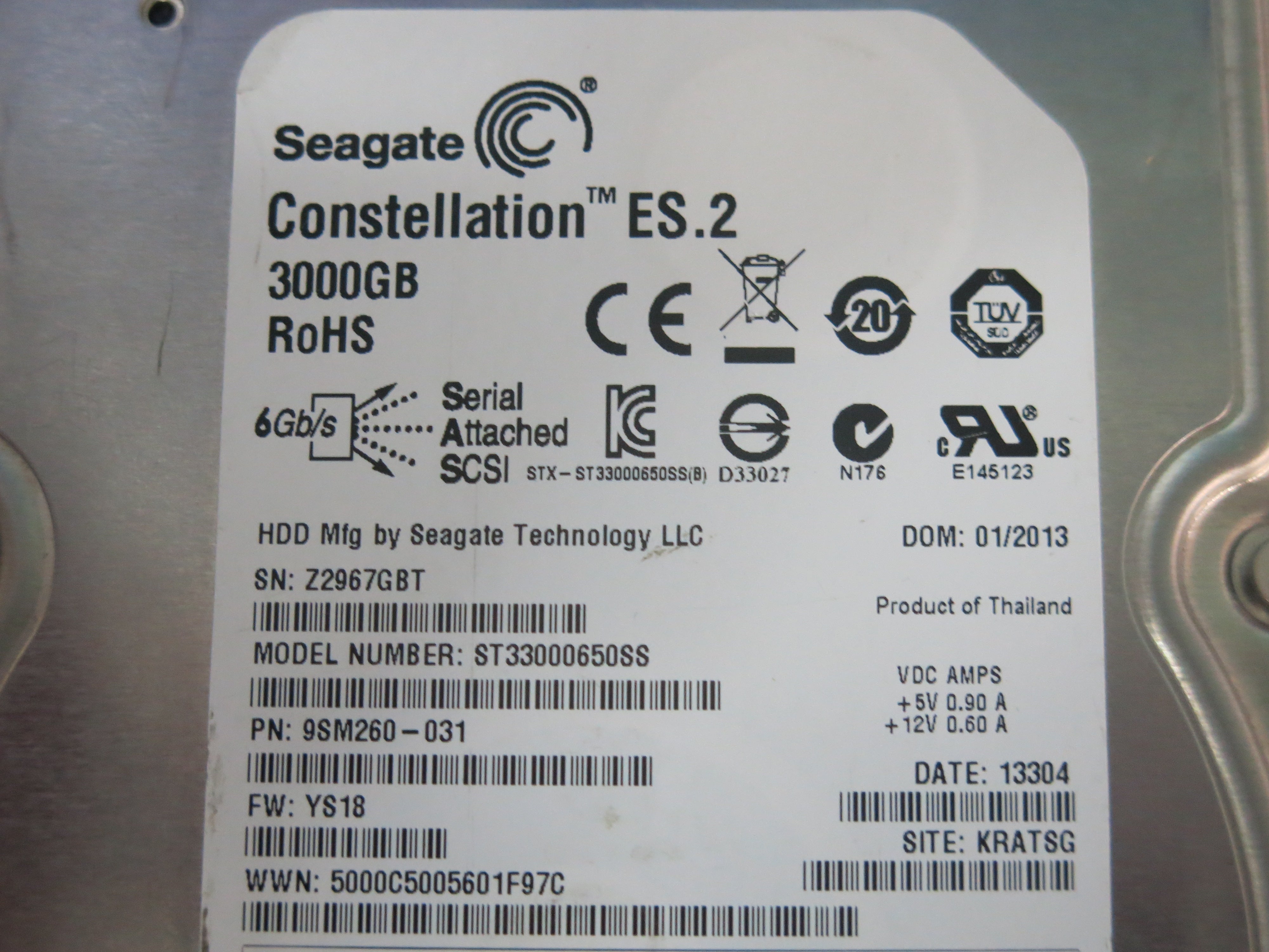 MODEL : ST33000650SS PCB : 100608305 LPAJ-0REV8 SERIAL NUMBER : Z2967GBT