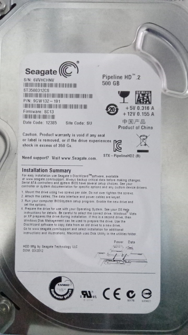 ST3500312CS PCB : 100535704 REV C  SERIAL NUMBER : 6VVHCHNV FW:SC13 500GB