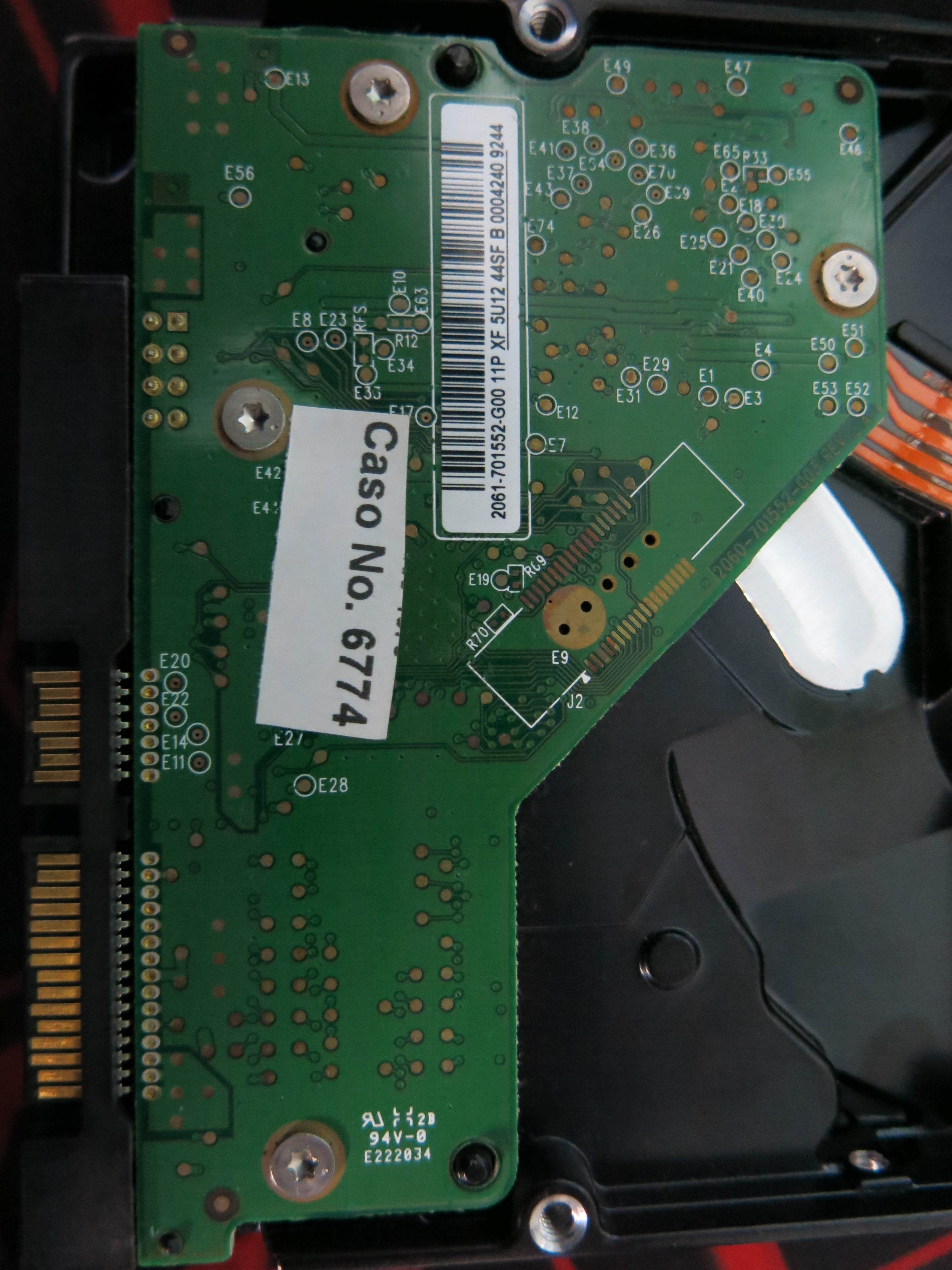 MODEL: WCAS2C678290 PCB: E222034 94V-0 SERIAL NUMBER: WCAS2C678290