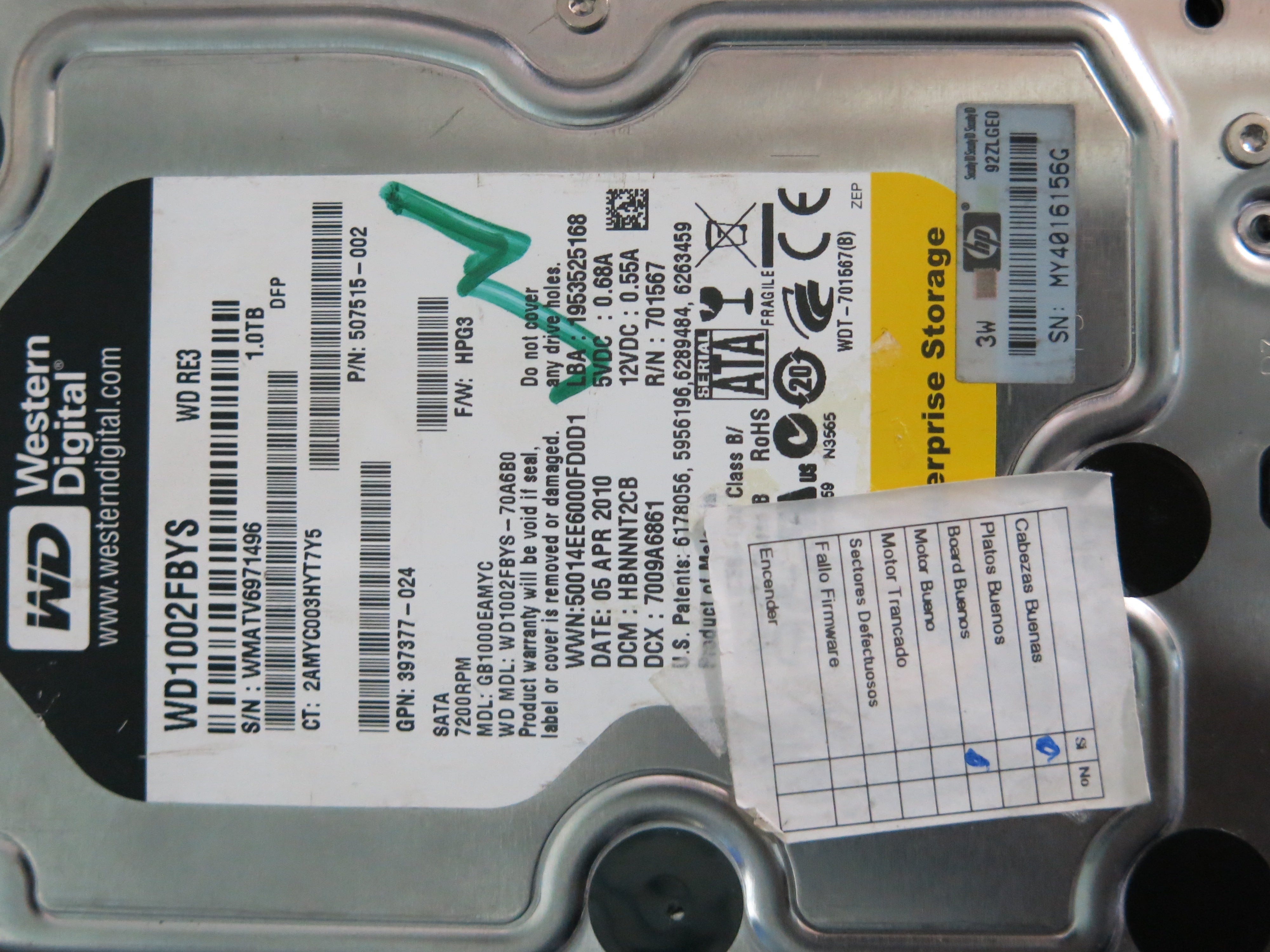 WD1002FBYS PCB : 2060-701567-000 SERIAL NUMBER : WMATV6971496