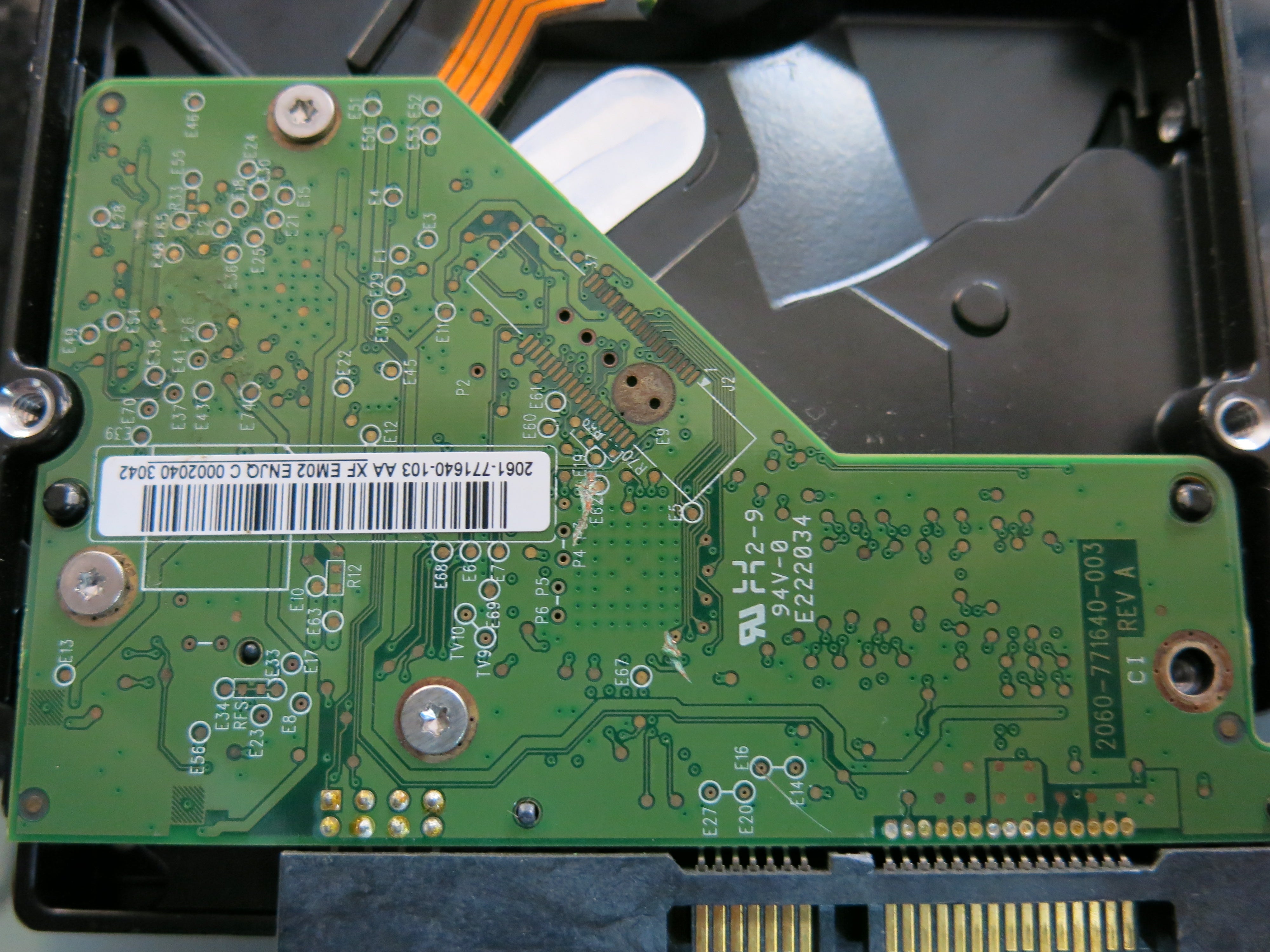 WD5000AADS- 57S9B1 PCB : 2060-771640-003 REV A SERIAL NUMBER: WCAV9T235787 500GB