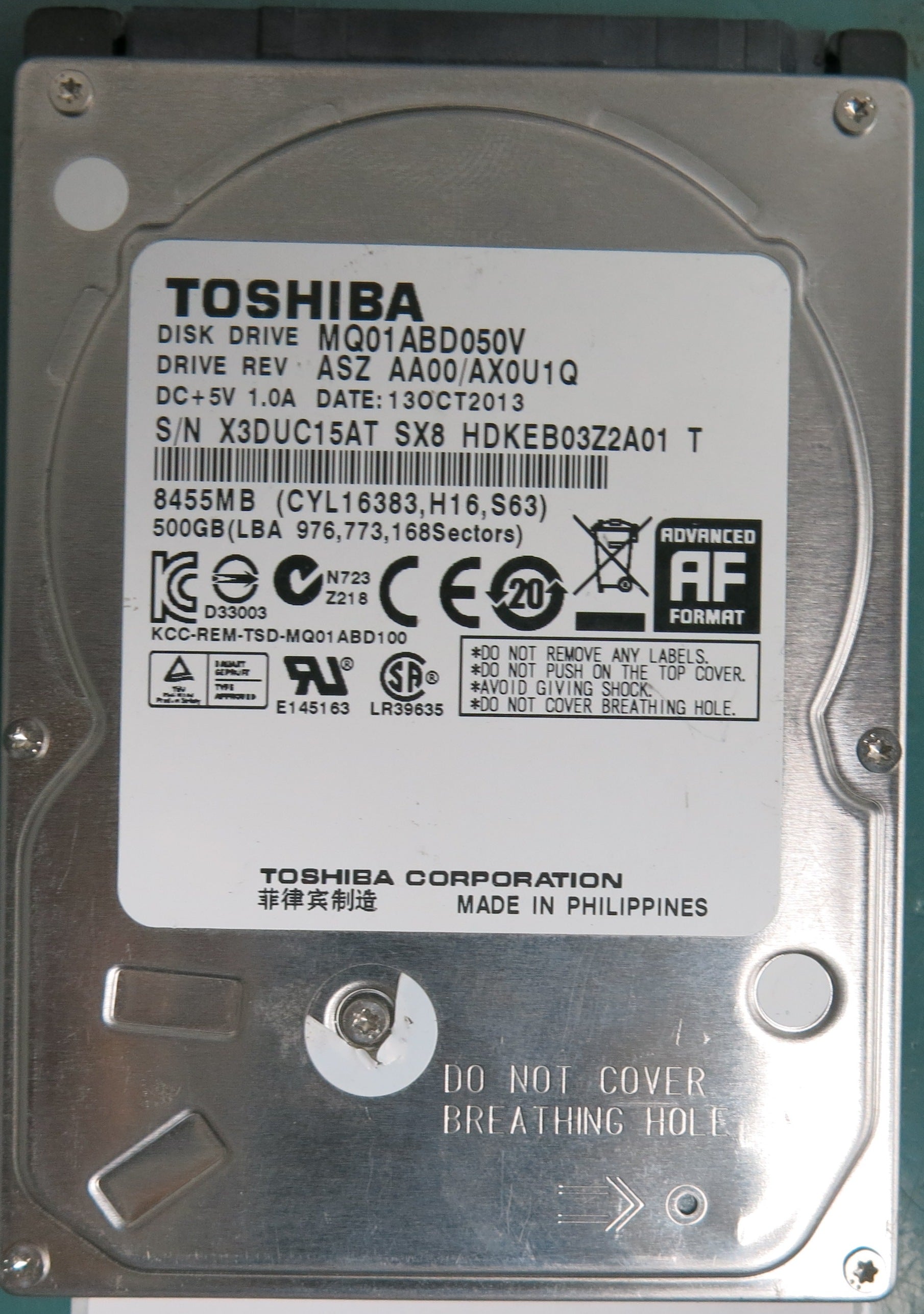 MQ01ABD050V, 500GB 2.5, PCB: G003138A