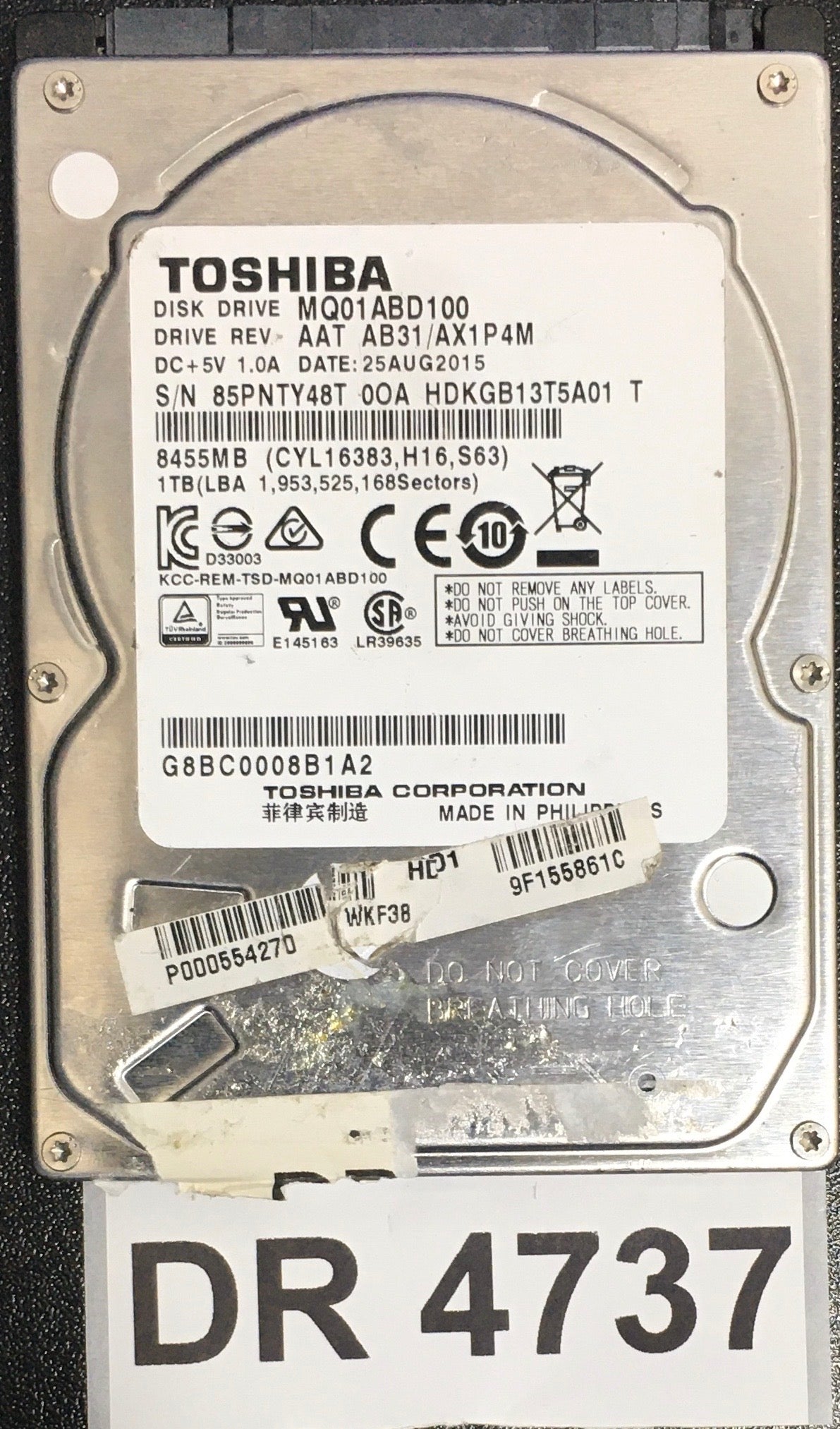 MQ01ABD100,  Serial: 85PNTY48T 0OA HDKGB13T5A01 T,  1TB 2.5,  PCB : G003235C,