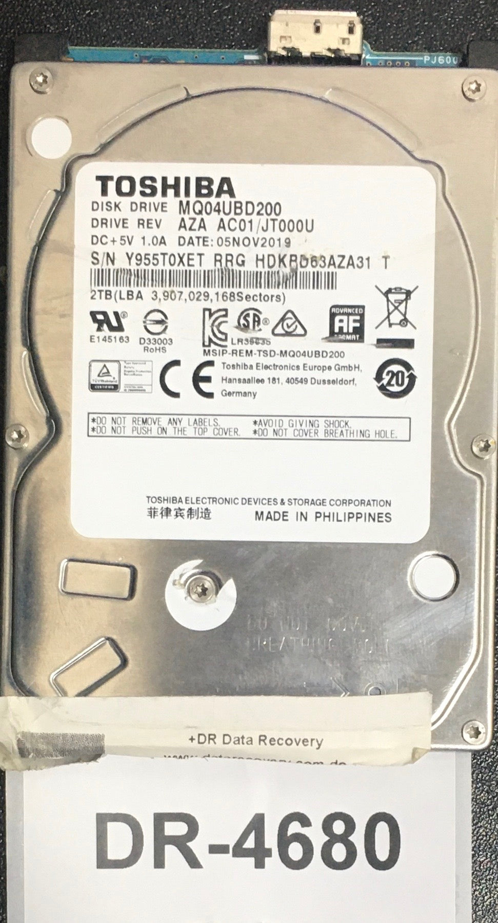 MQ04UBD200,  Serial: Y955T0XET RRG HDKBD63AZA31 T,  2TB 2.5,  PCB : G0039A,