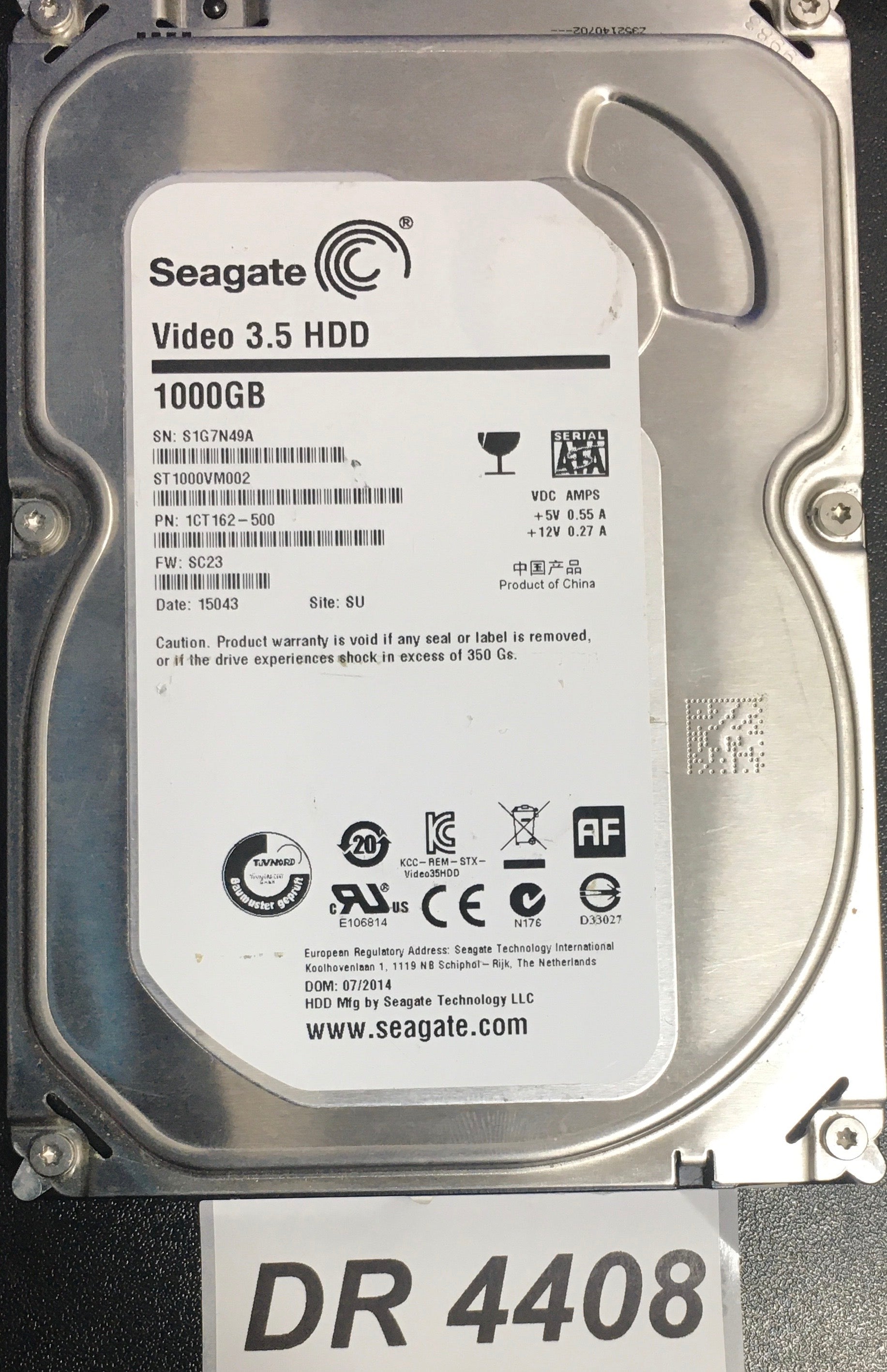ST1000VM002 P/N:  1CT62-500  FW:SC23 Serial :S1G7N49A  1000GB 3.5  PCB: 100687658 REV C