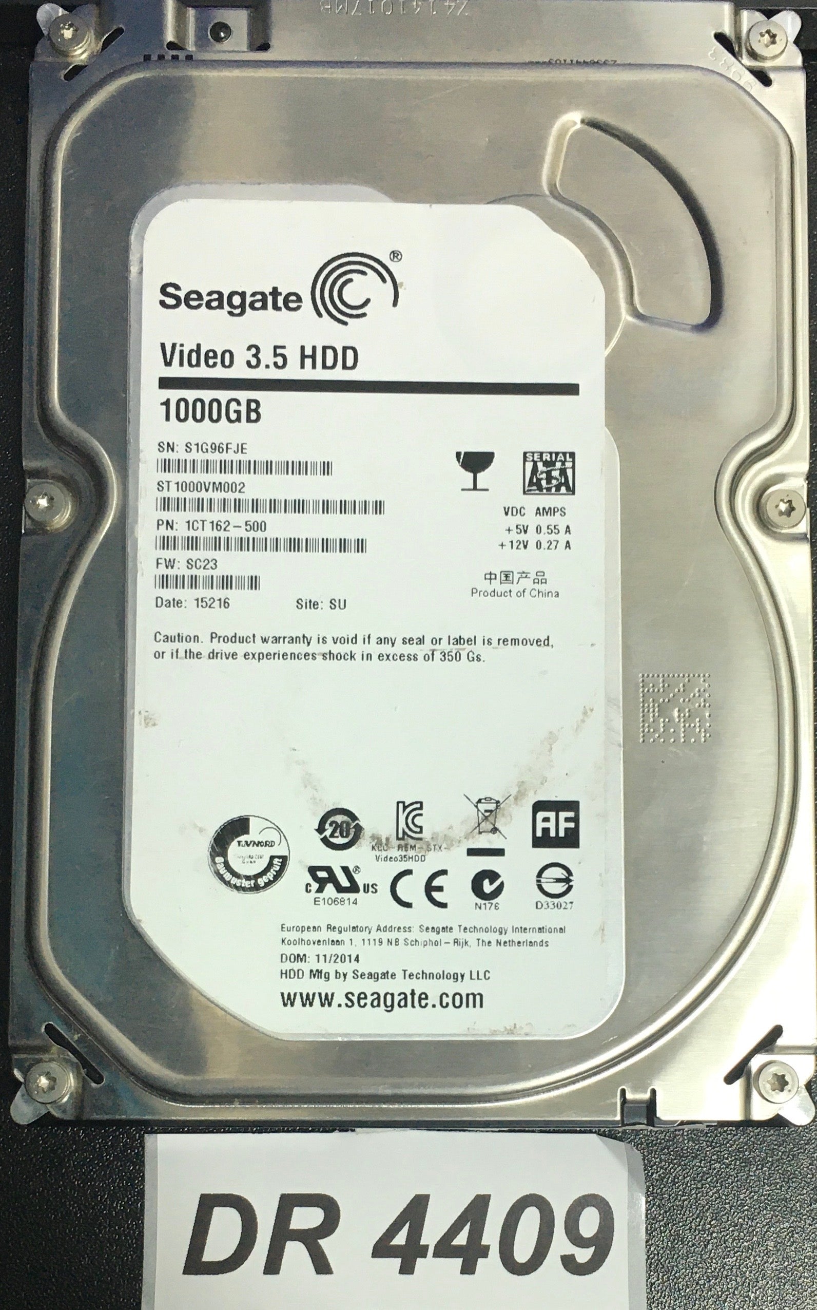 ST1000VM002 P/N:  1CT162-500  FW:SC23 Serial Number: S1G96FJE  1000GB 3.5  PCB: 100687658 REV A