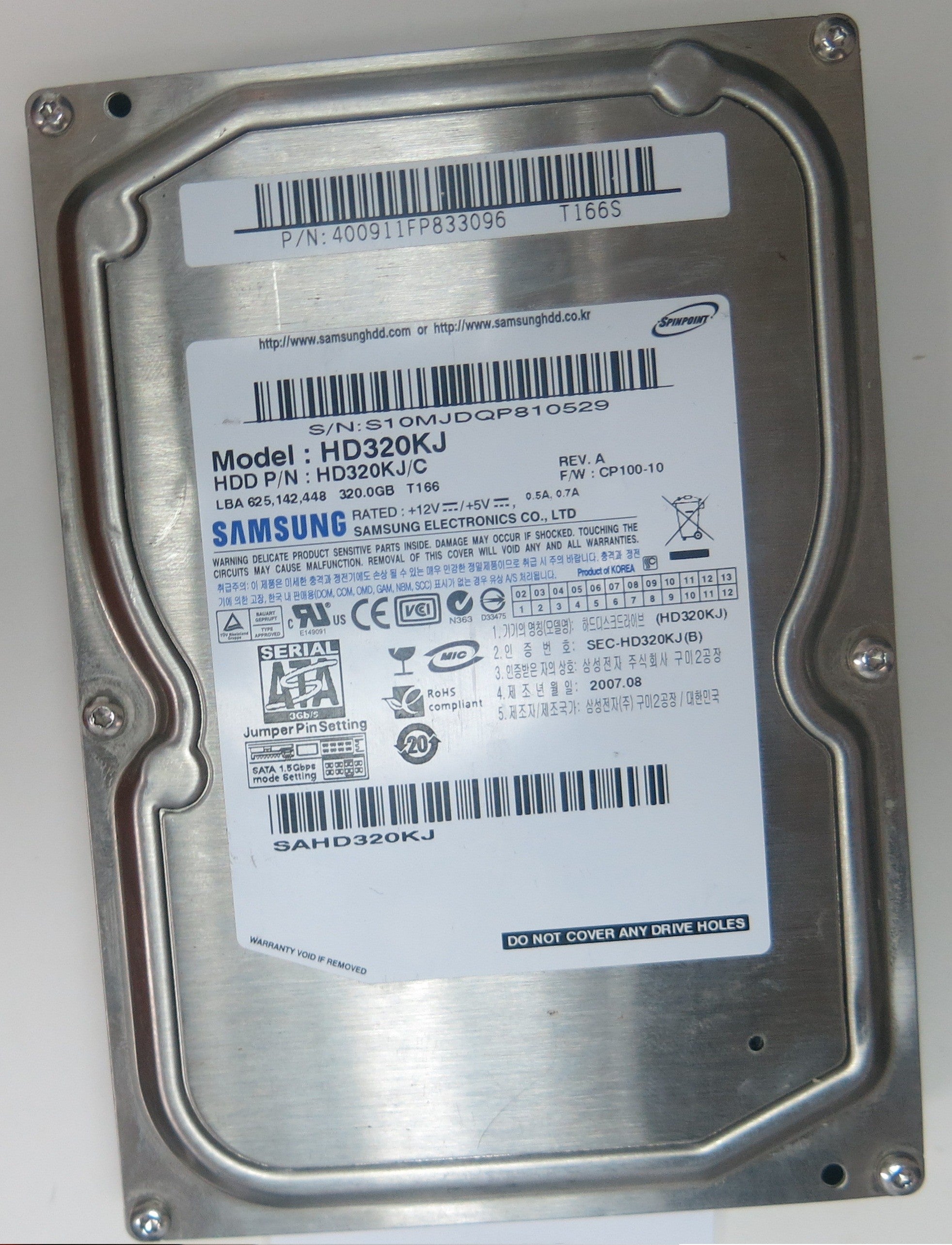 HD320KJ,  SERIAL:S10MJDQP810529,  320GB 3.5,  PCB:BF41-00133A