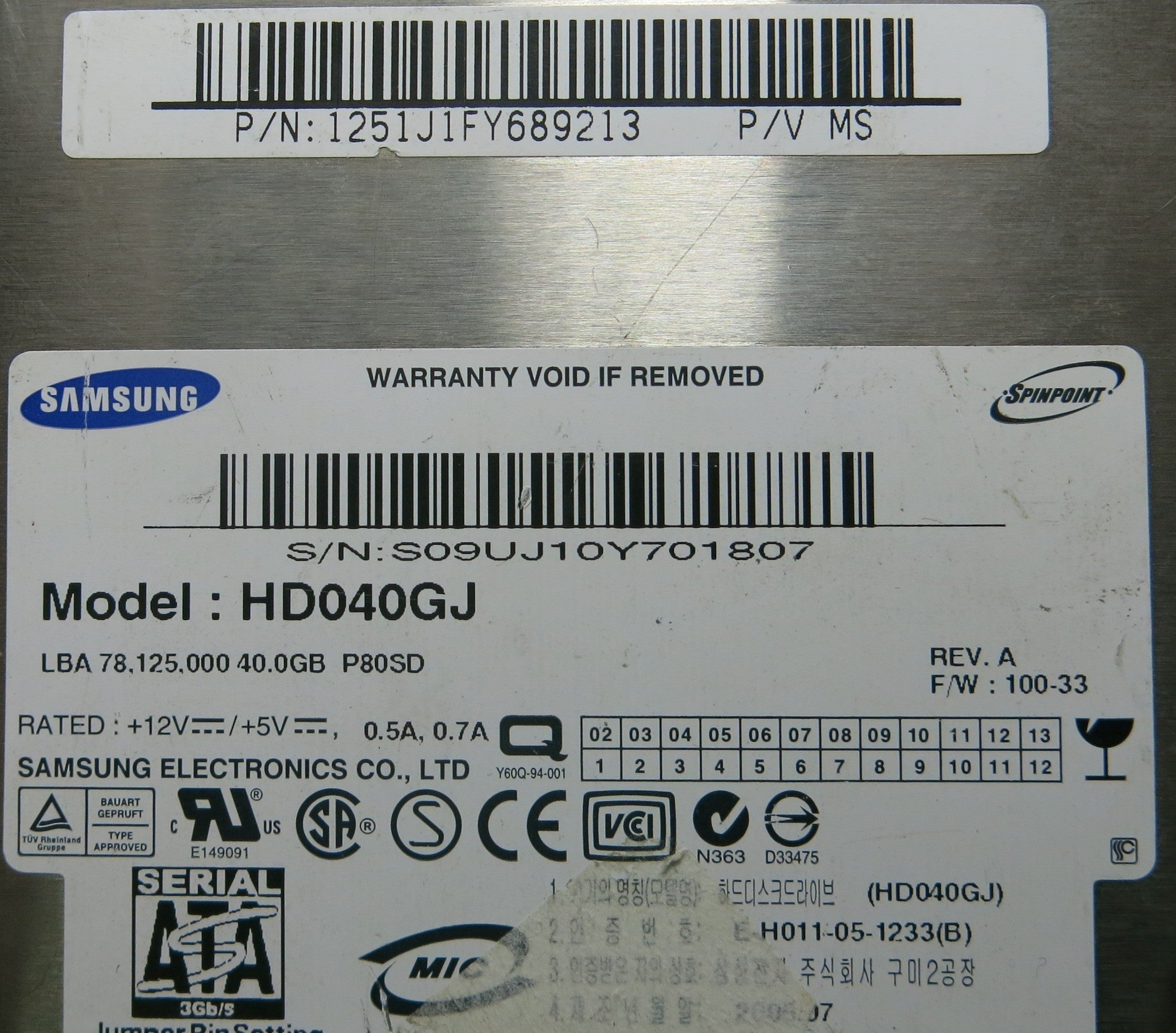 SAMSUNG HD040GJ BF41-00095A PCB