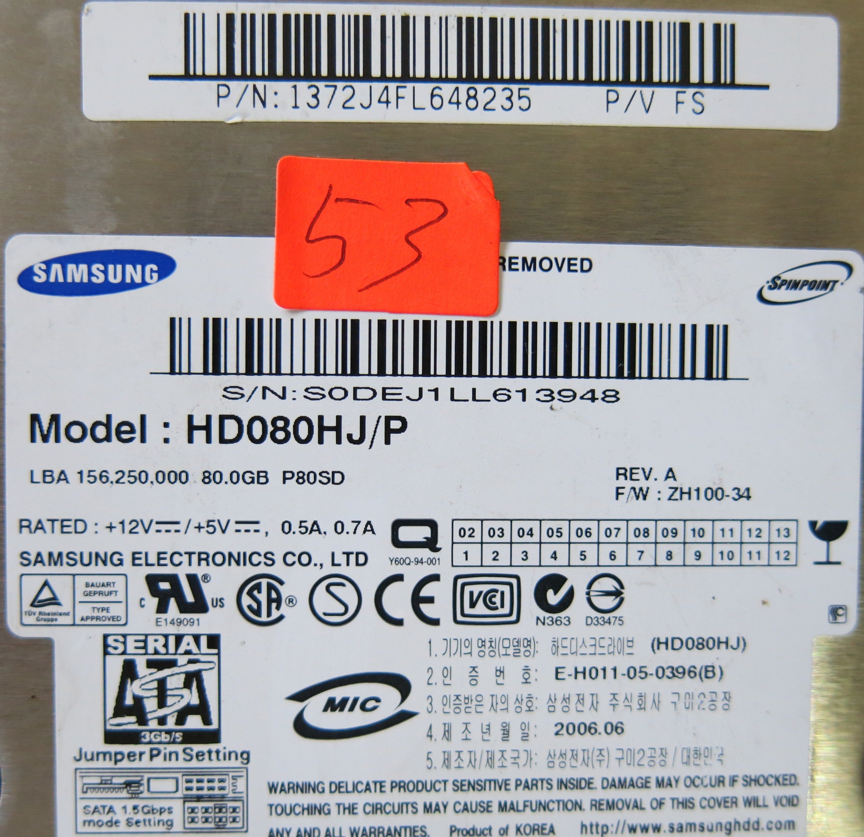 SAMSUNG HD080HJ/P  BF41-00108A PCB