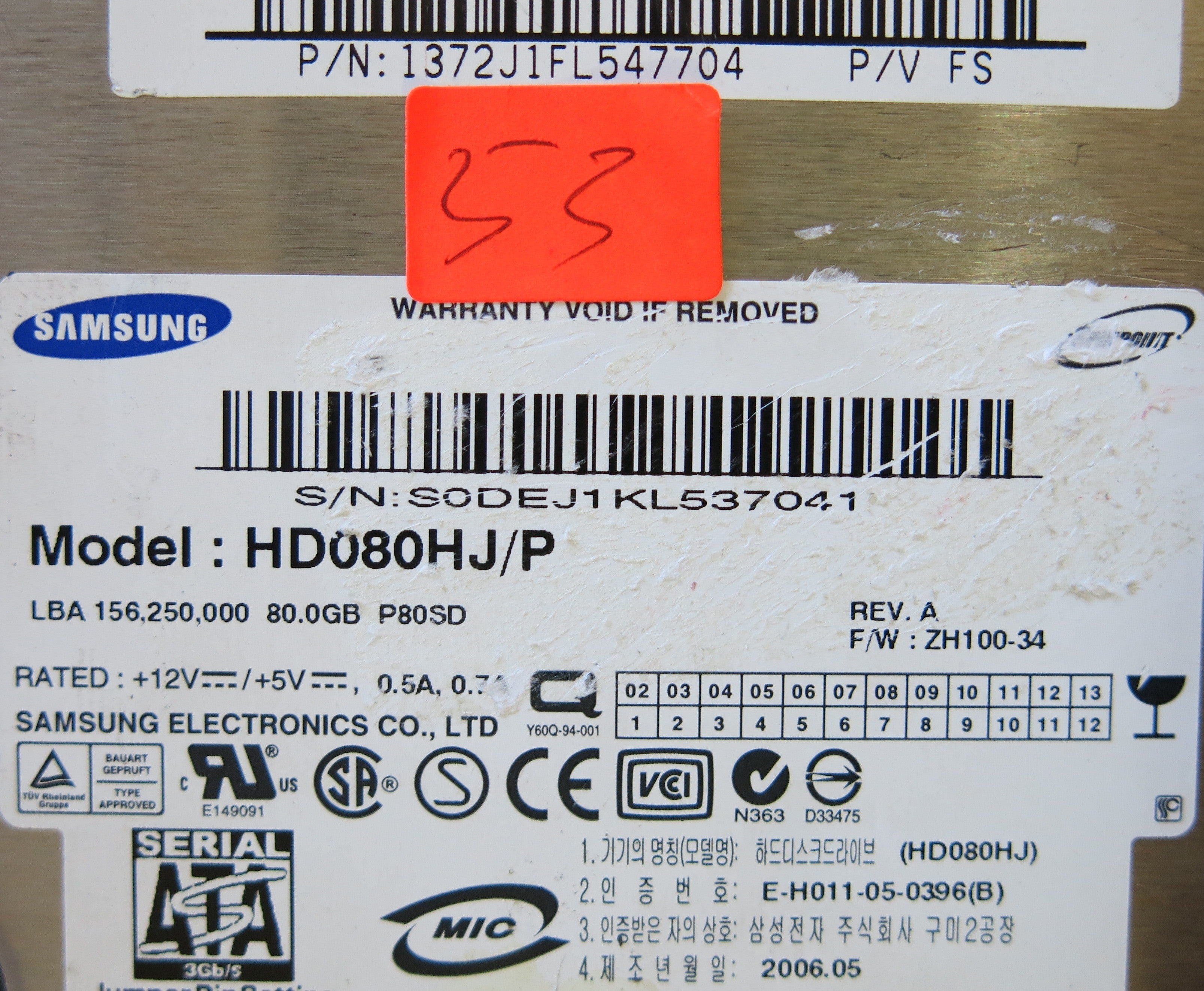 SAMSUNG HD080HJ/P BF41-00108A PCB