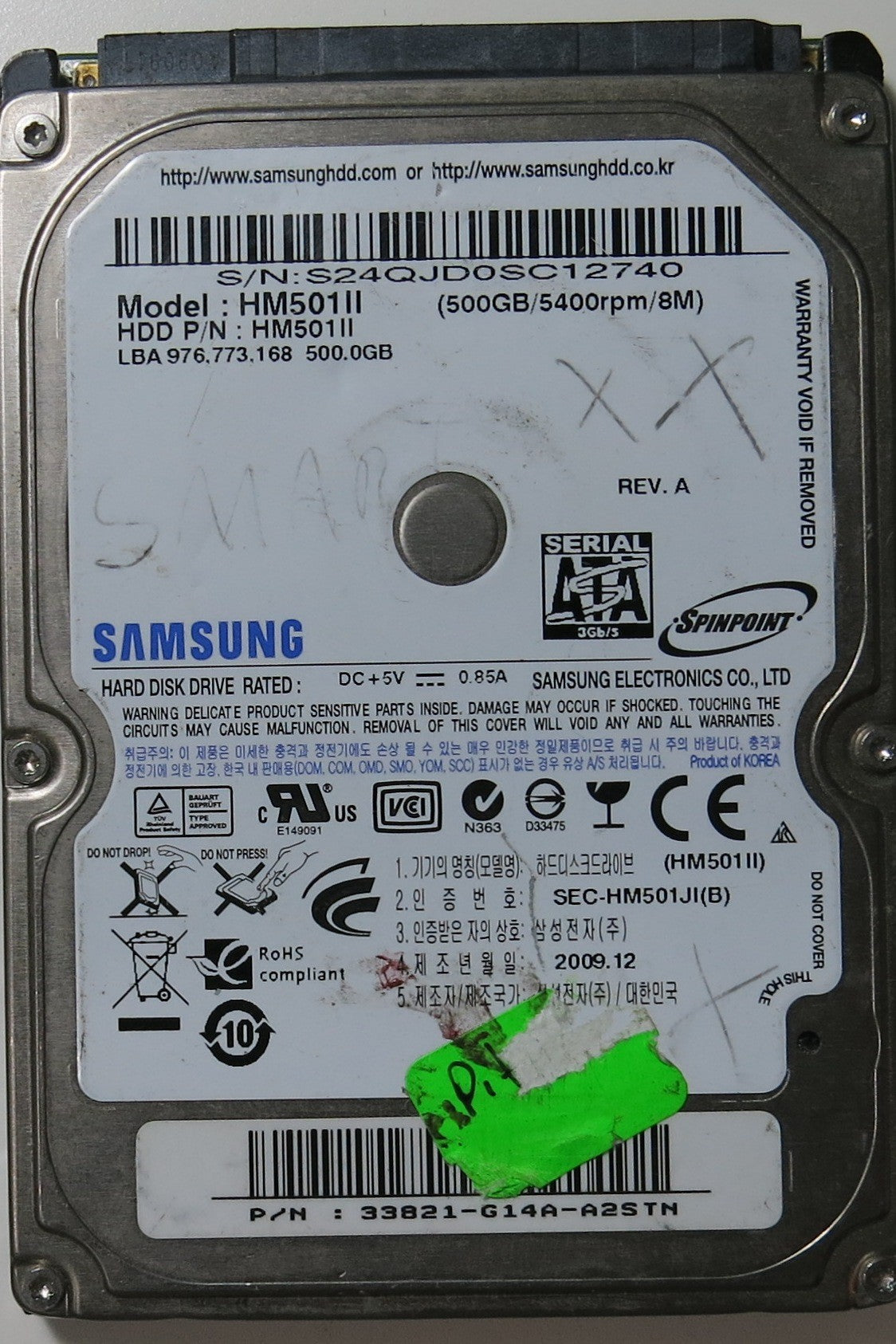 SAMSUNG HM501II PN HM501IIFW  500.GB