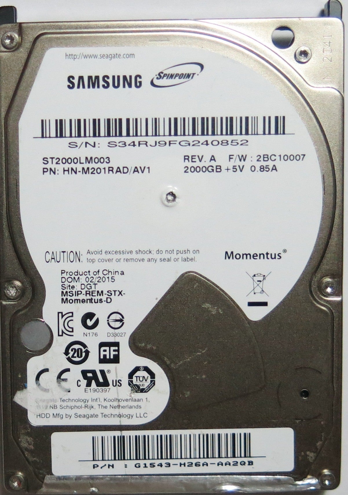 SAMSUNG ST2000LM003, 2BC10007 PCB