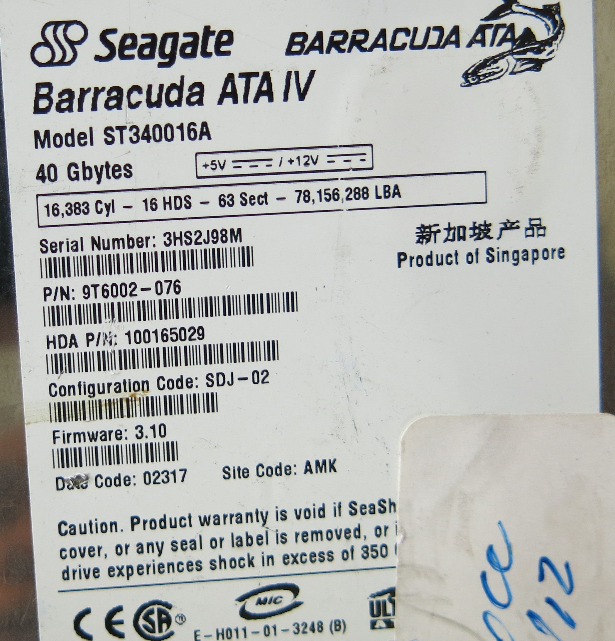 SEAGATE 3HS2J98M P/N 9T6002-076 PCB 100151017 REV A PCB