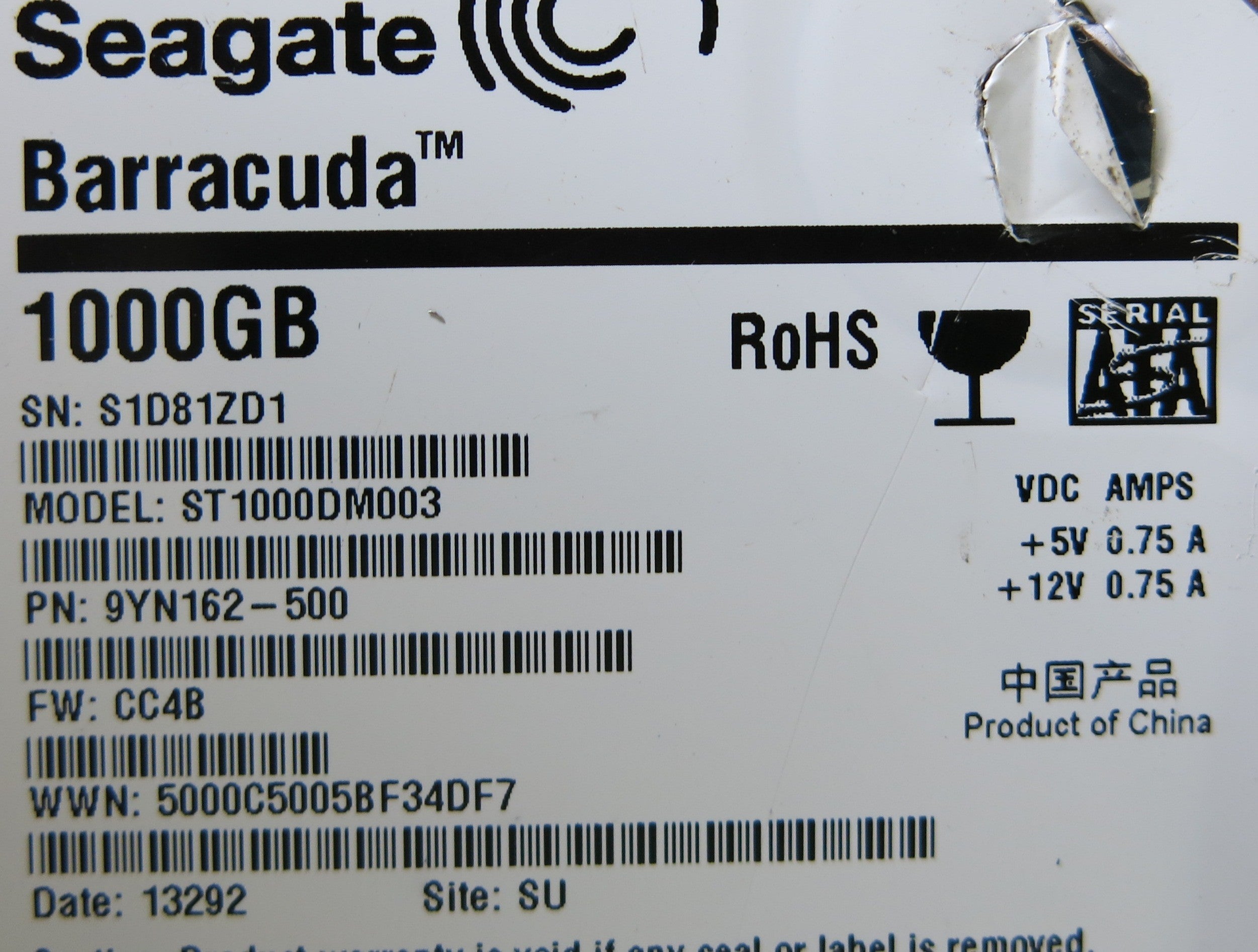 SEAGATE ST1000DM003 100664987 REV B PCB