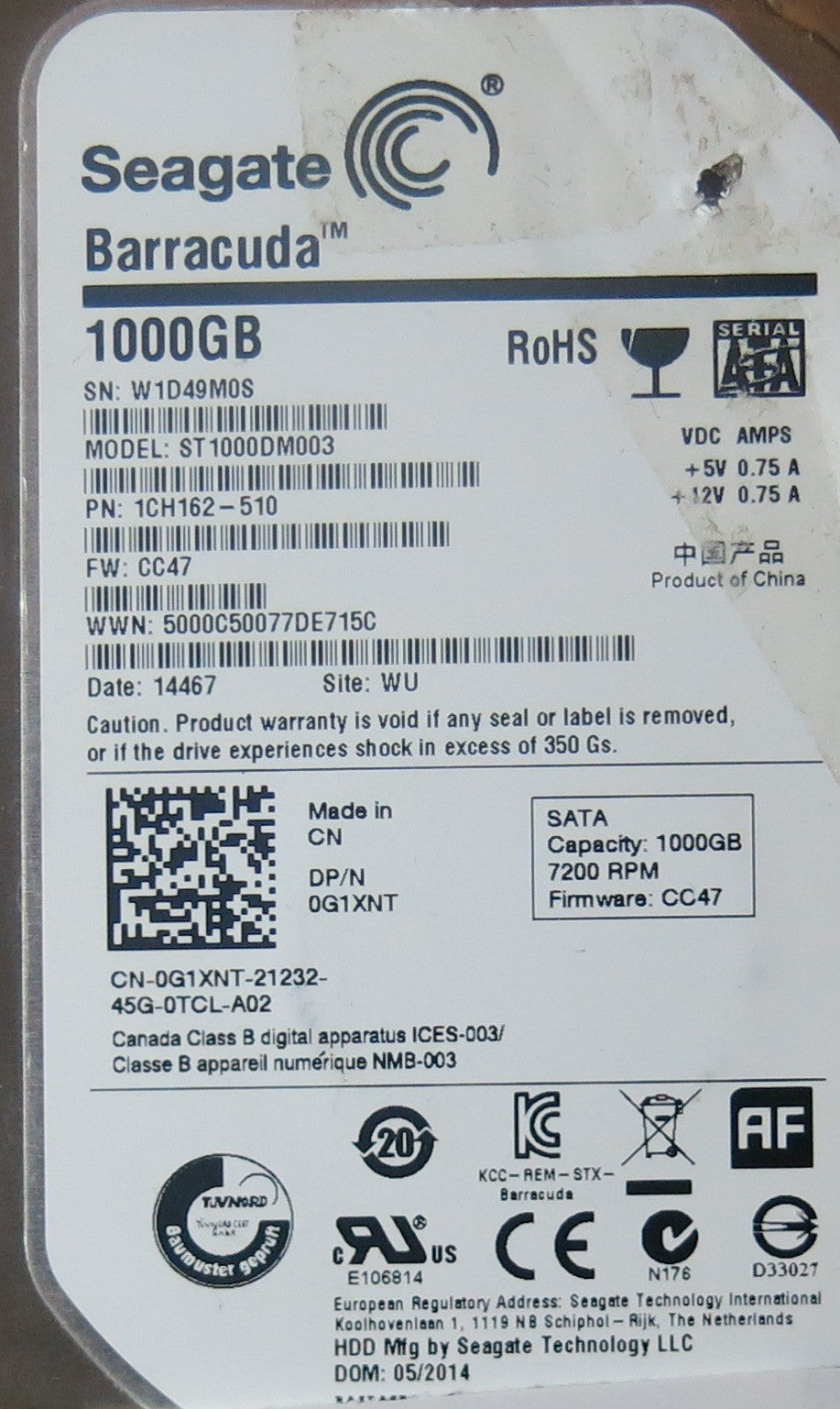 SEAGATE ST1000DM003, CC47 PCB