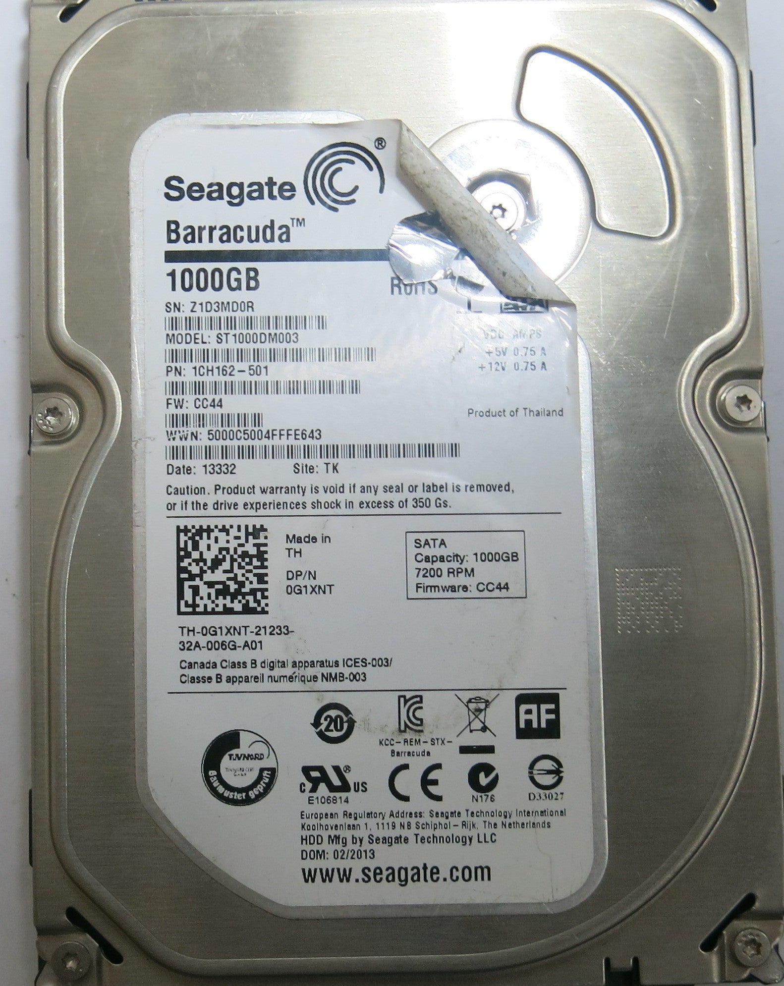 SEAGATE ST1000DM003 FW CC44 100687658 REV C PCB