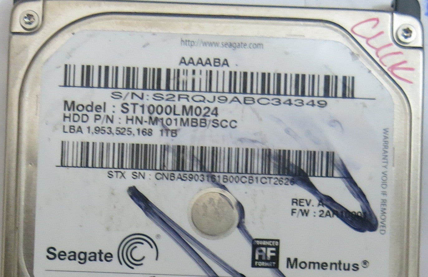 SEAGATE ST1000LM024 FW 2AR1000 HH-M101MBB SCC PCB