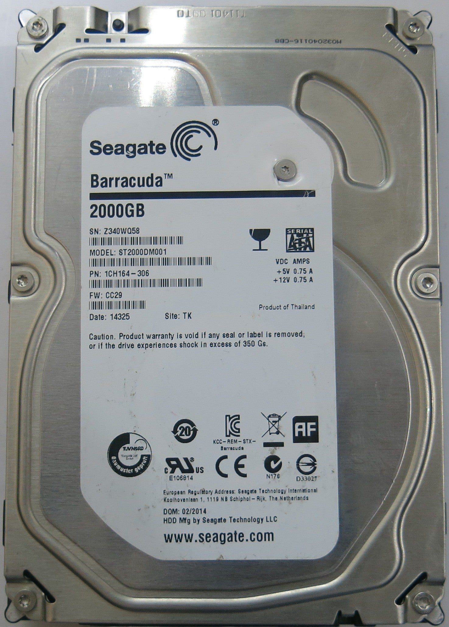 SEAGATE ST2000DM001 FW CC29 100717520 REV B PCB