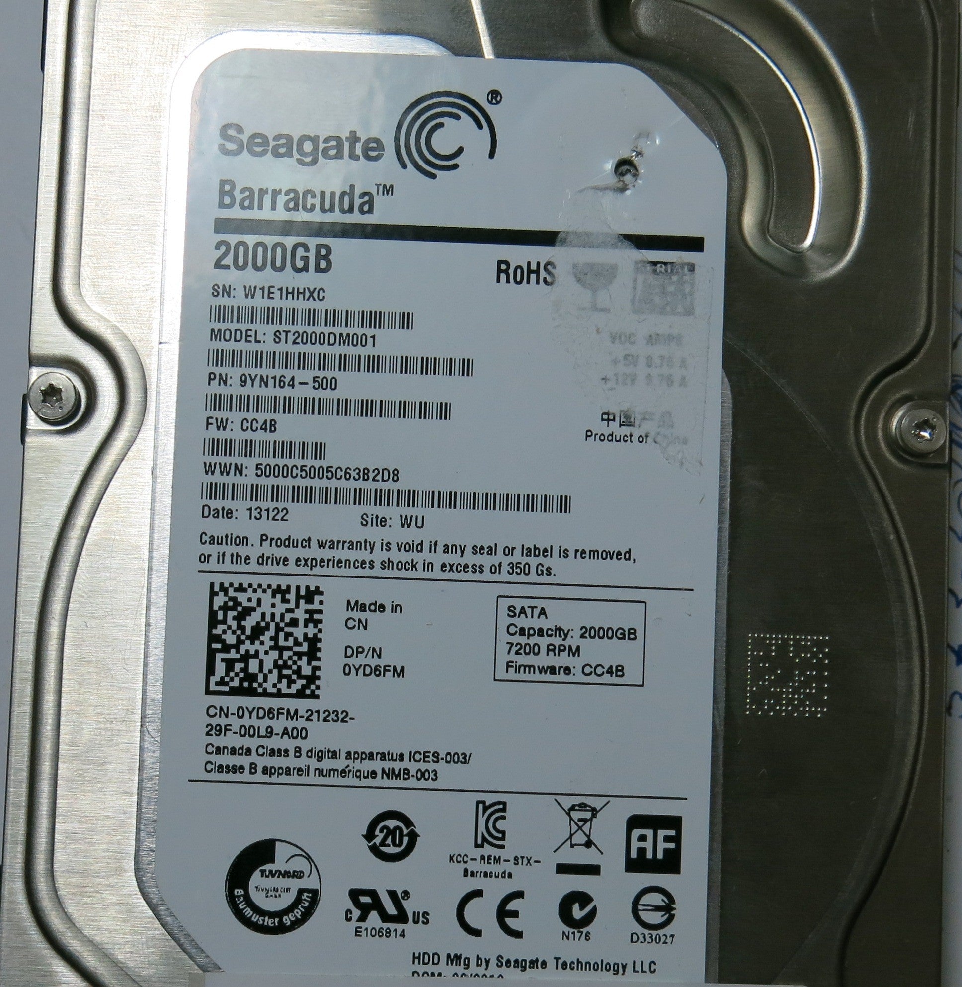 SEAGATE ST2000DM001 FW CC4B 100664987 REV B PCB