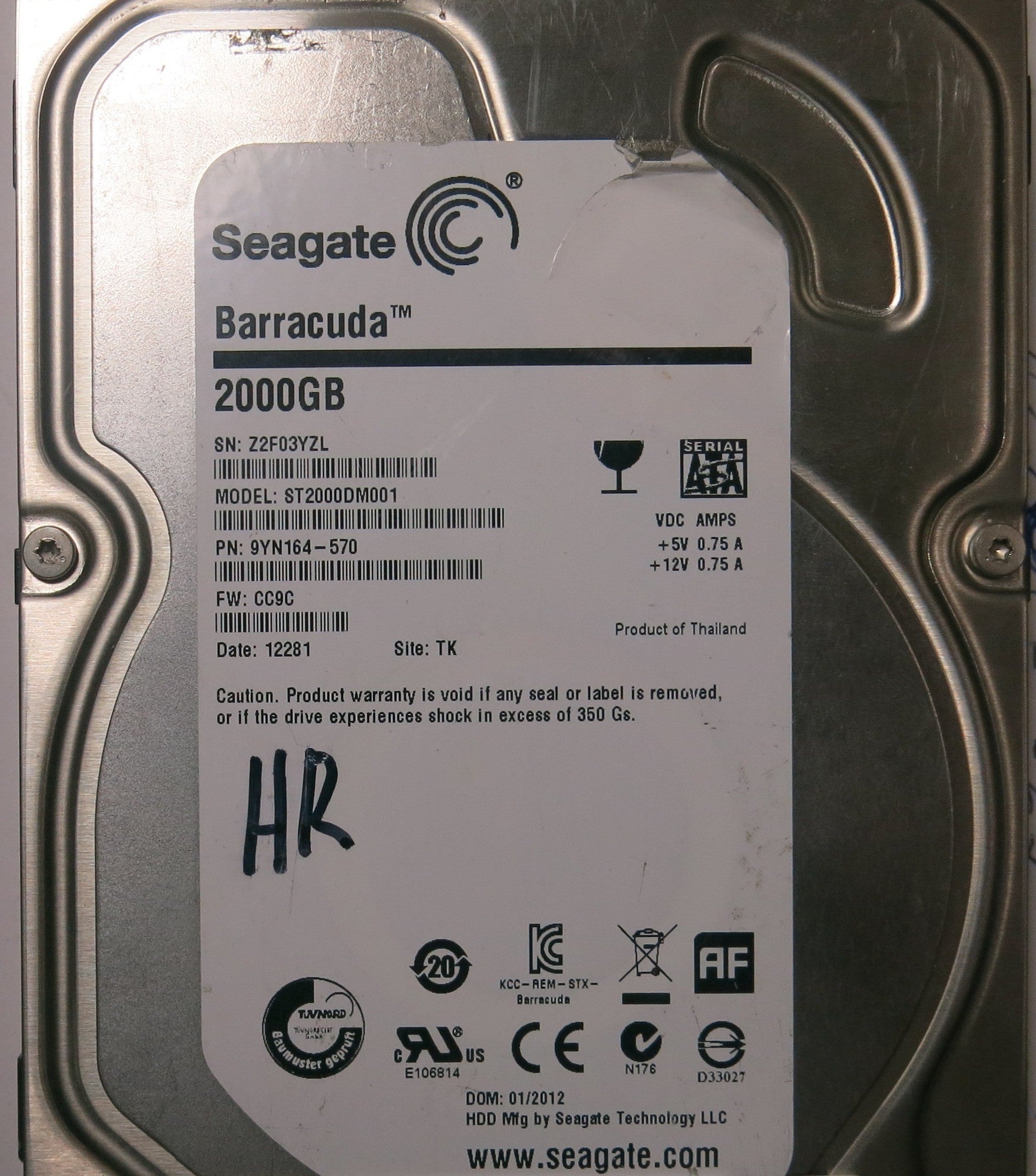 SEAGATE ST2000DM001 FW CC9C 100664987 REV A PCB