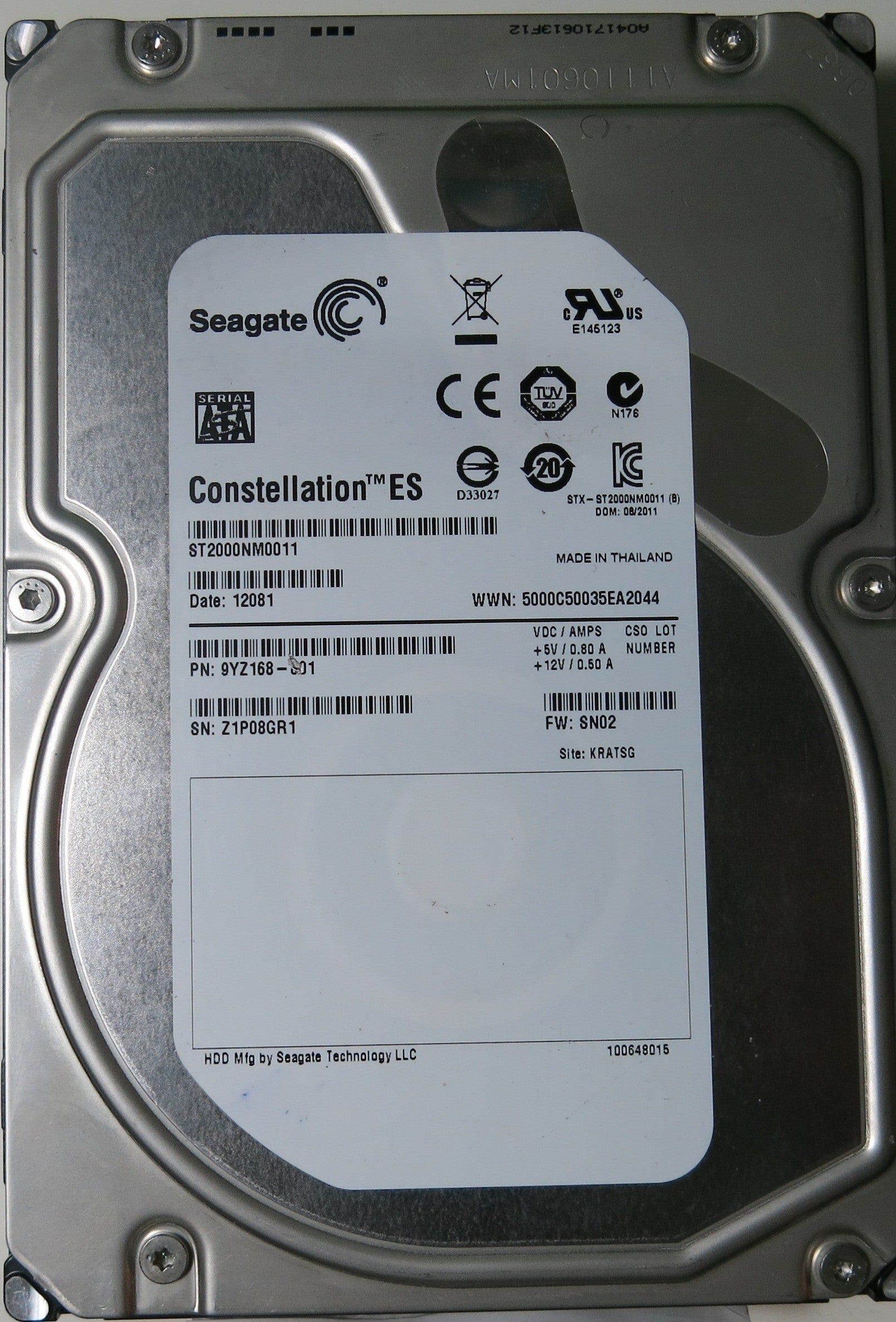 ST2000NM0011 PCB: 100643297 REV A SERIAL NUMBER: Z1P08GR1 FW:SN02 2.TB