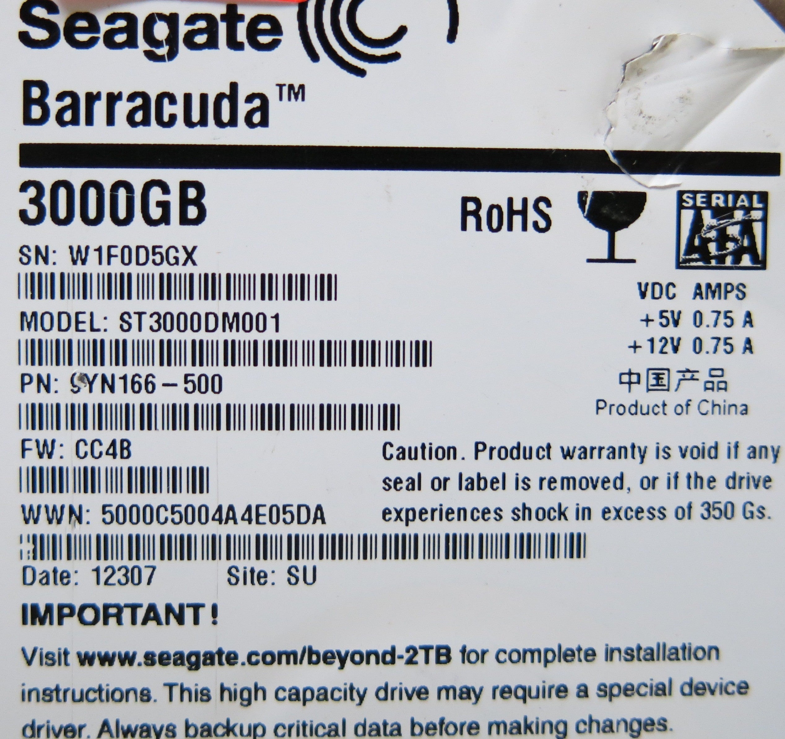 SEAGATE ST3000DM001 100664987 REV A PCB
