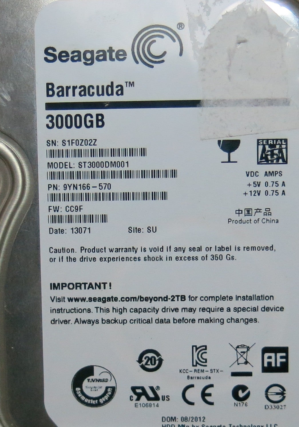 SEAGATE ST3000DM001, 9YN166'570 PCB