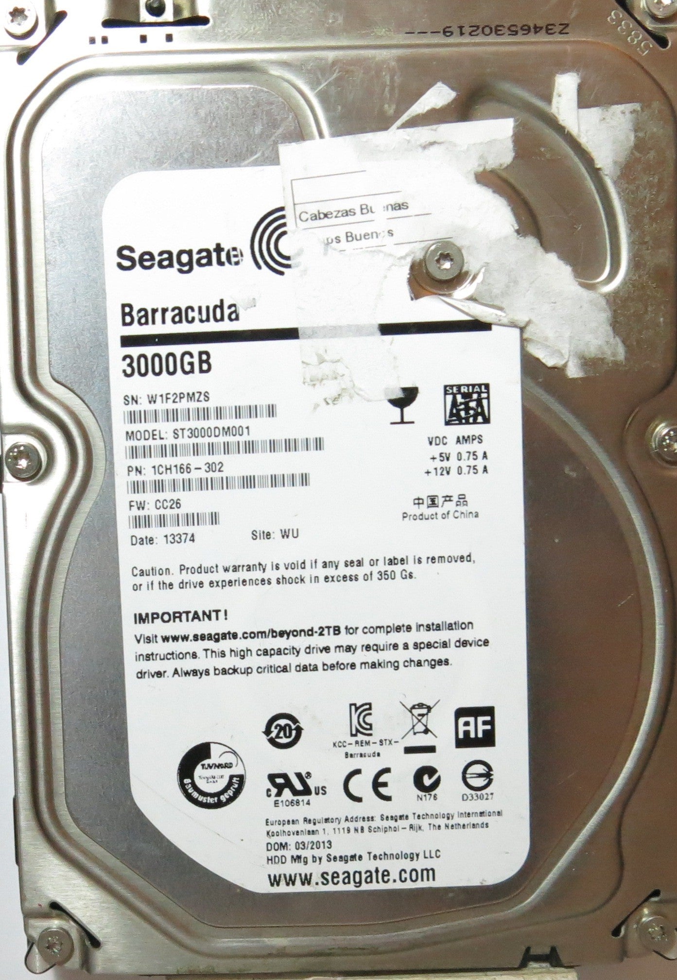 SEAGATE ST3000DM001 FW  CC26 PCB