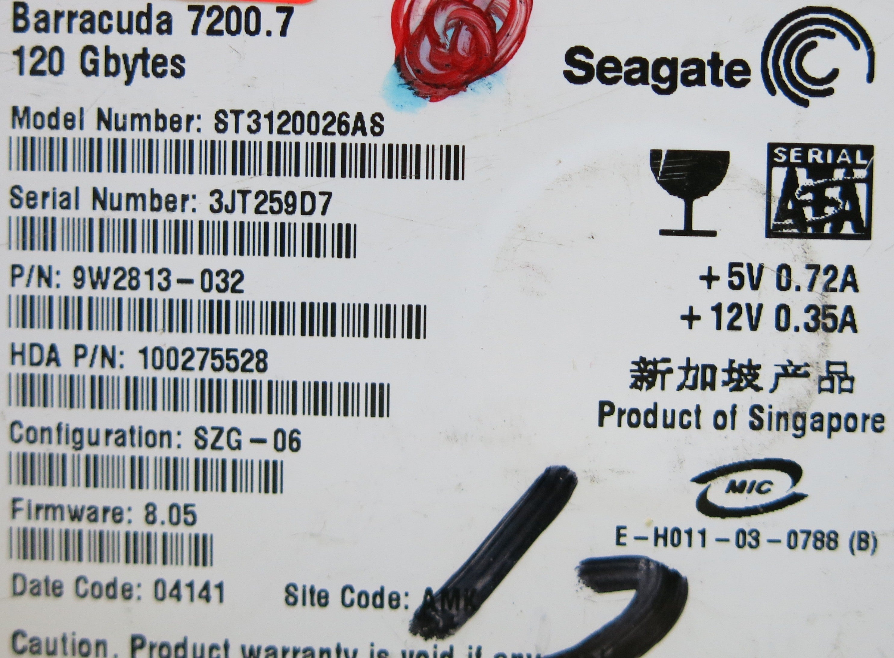 SEAGATE ST3120026AS 100276340 REV A PCB