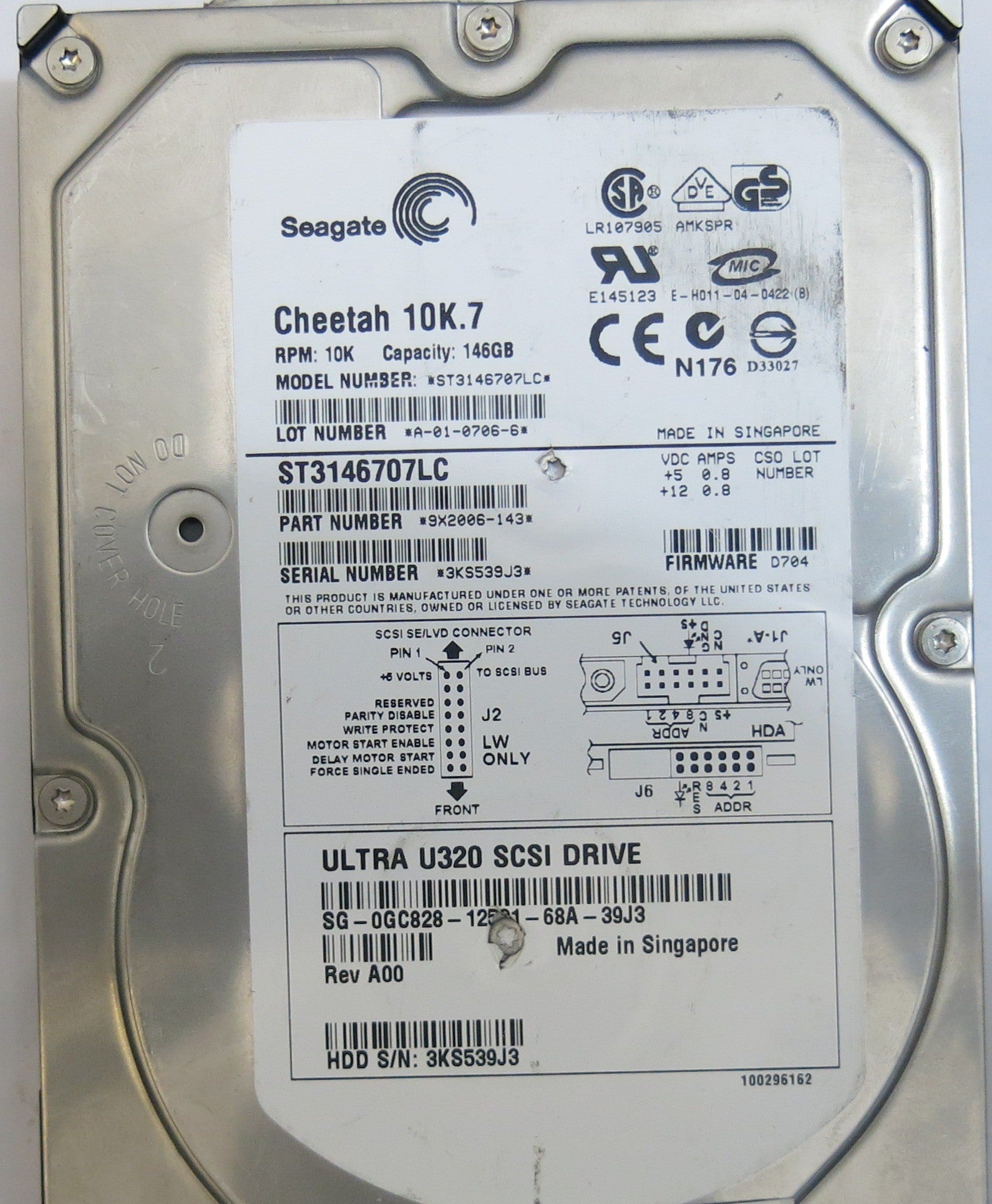 SEAGATE ST3146707LC FW d704 100385289 REV A PCB