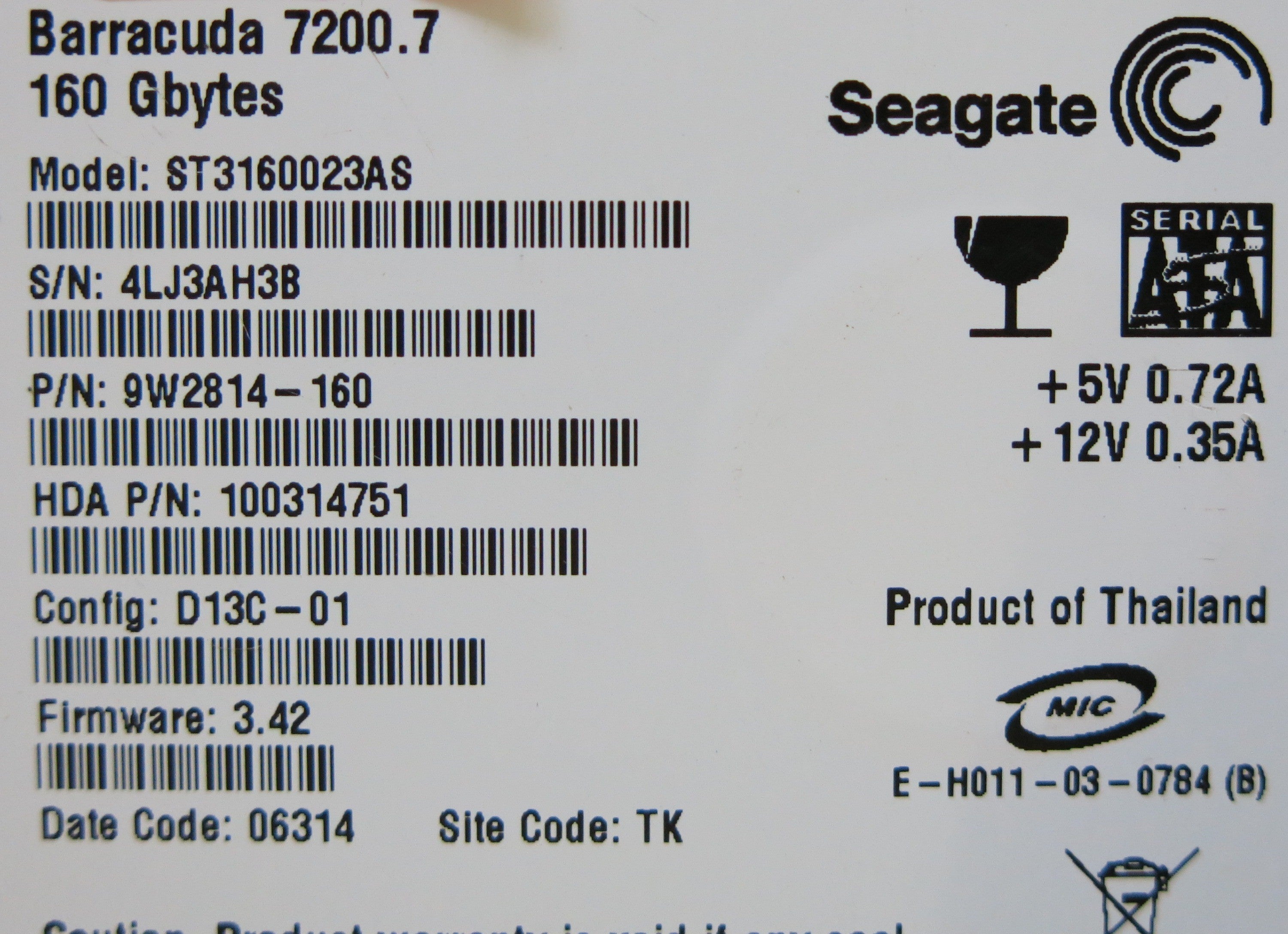 SEAGATE ST3160023AS 100336321 REV B PCB