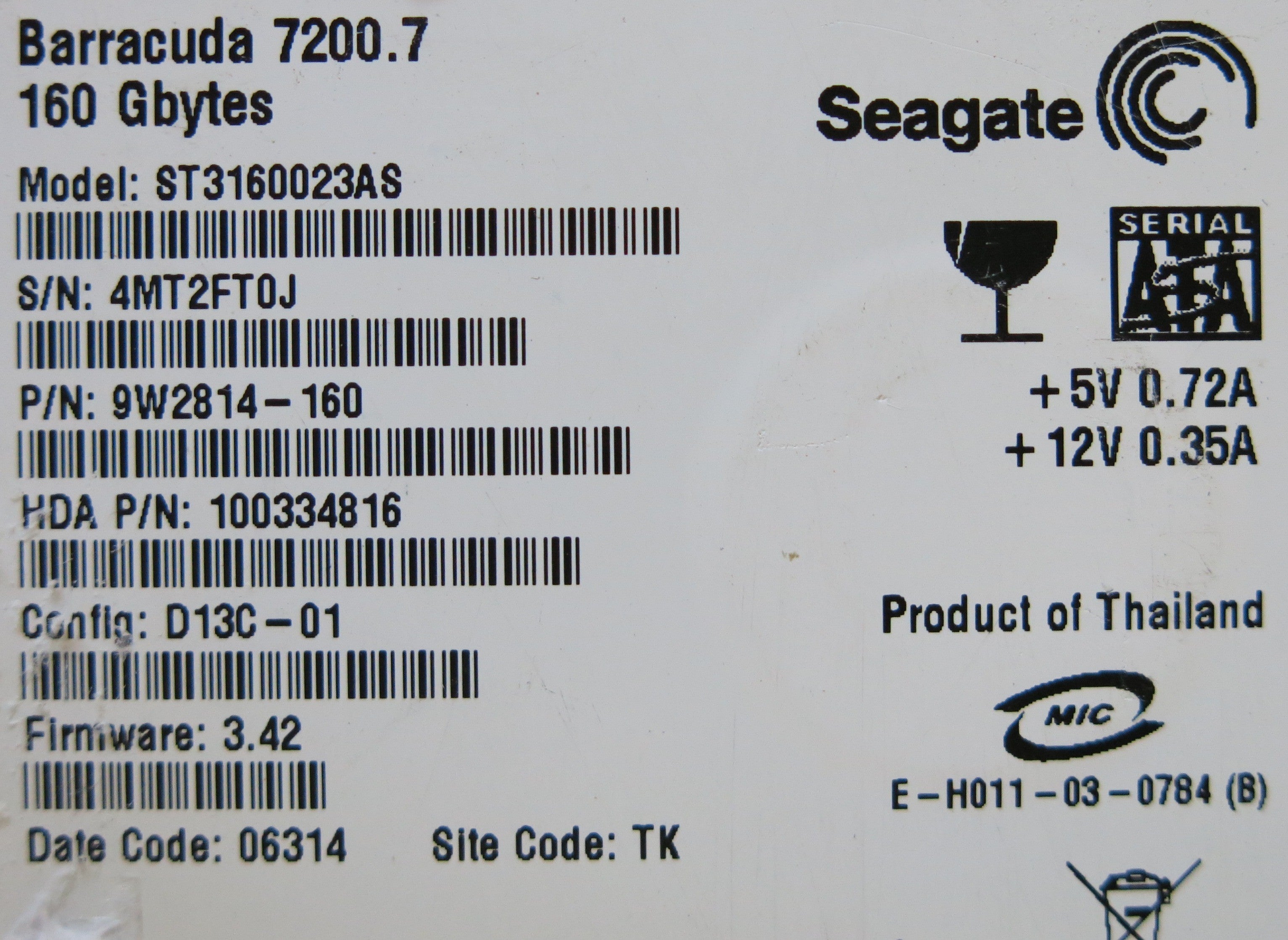 SEAGATE ST3160023AS 100336321 REV B PCB