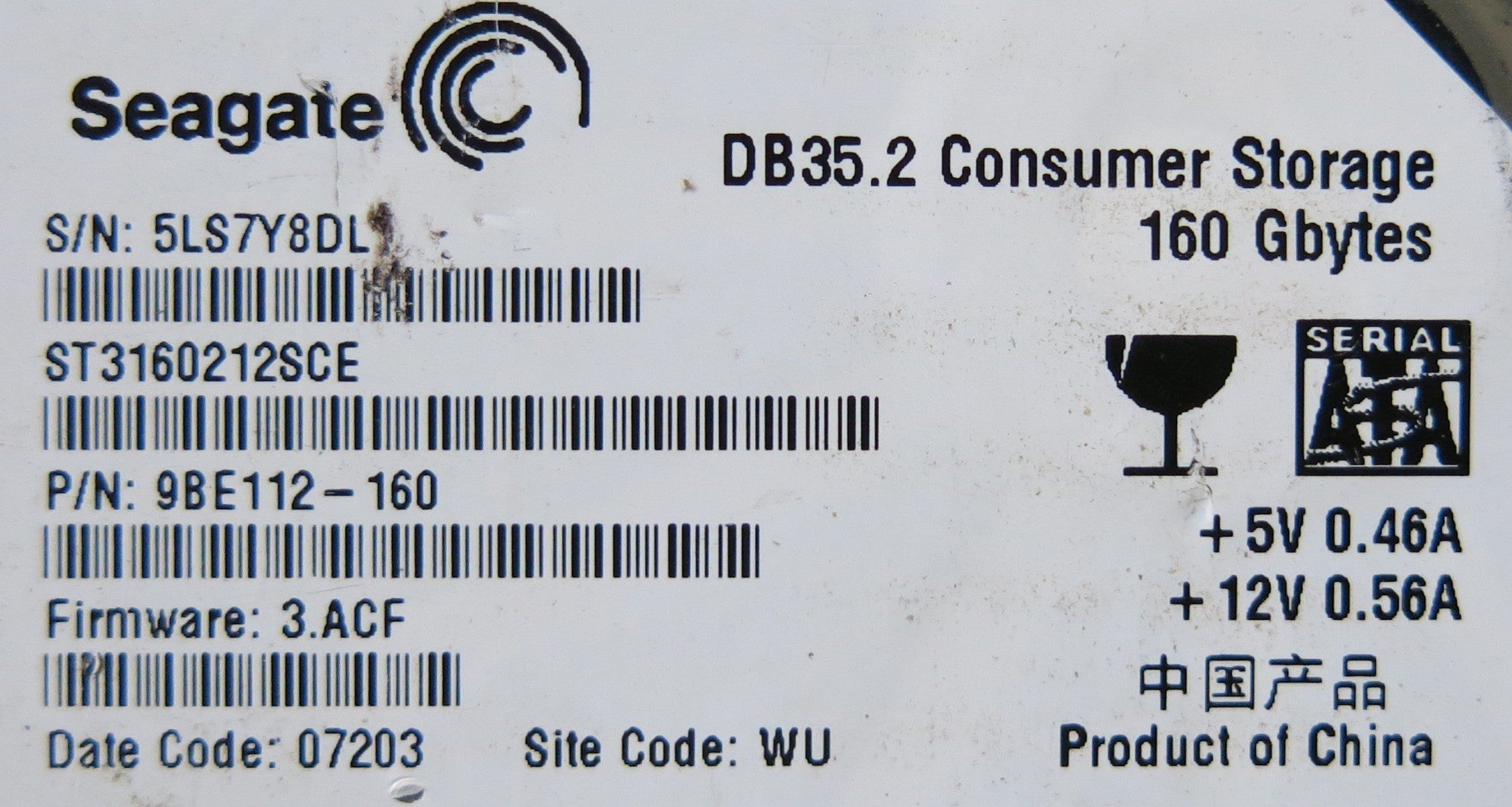 SEAGATE ST3160212SCE 100355589 REV C PCB