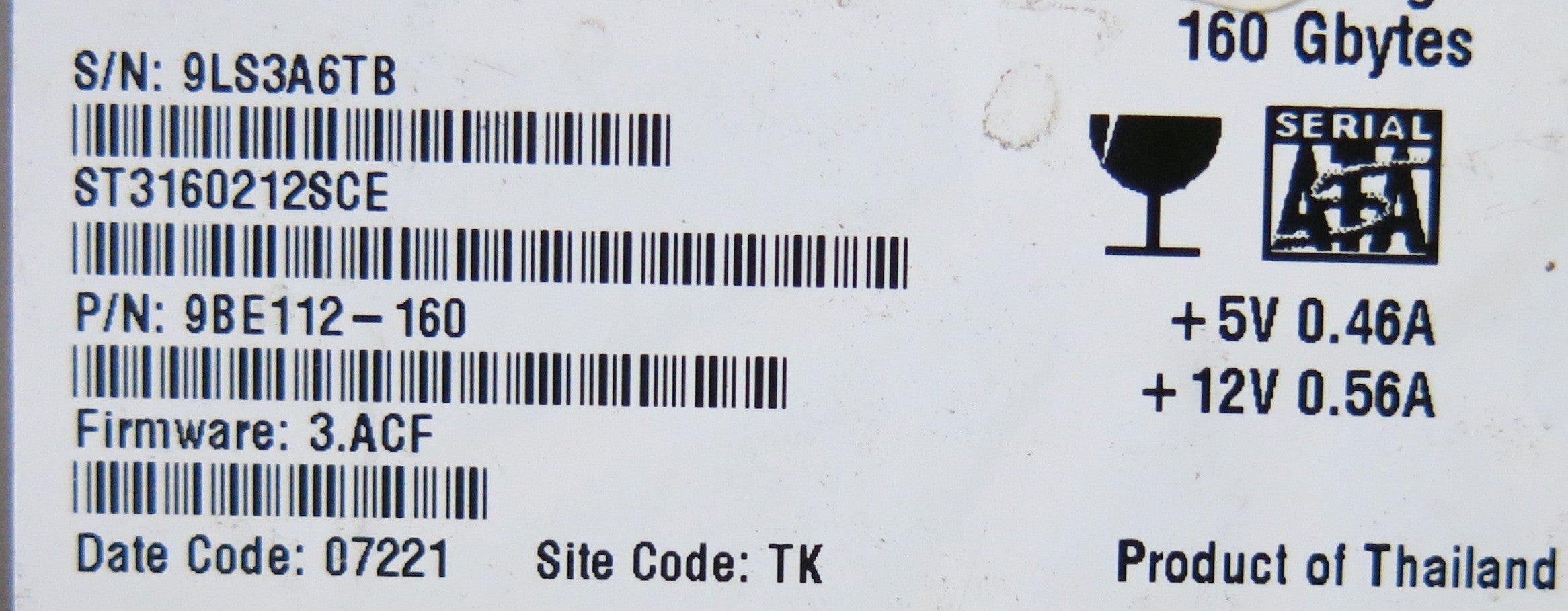SEAGATE ST3160212SCE 100355589 REV C PCB