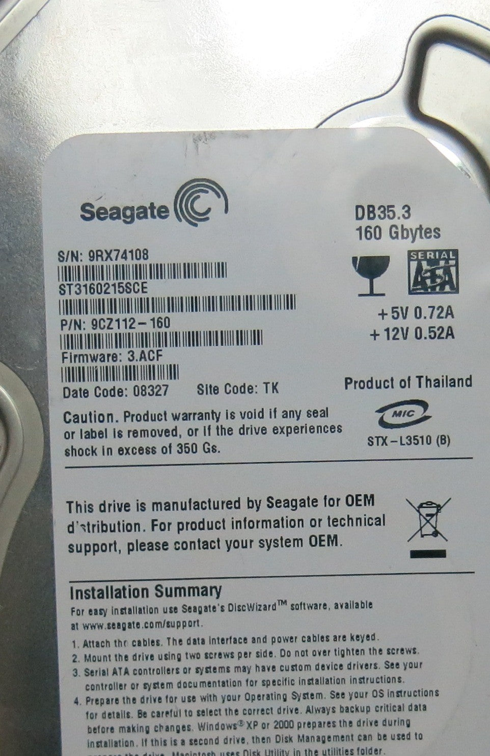 SEAGATE ST3160215SCE, 3.ACF PCB