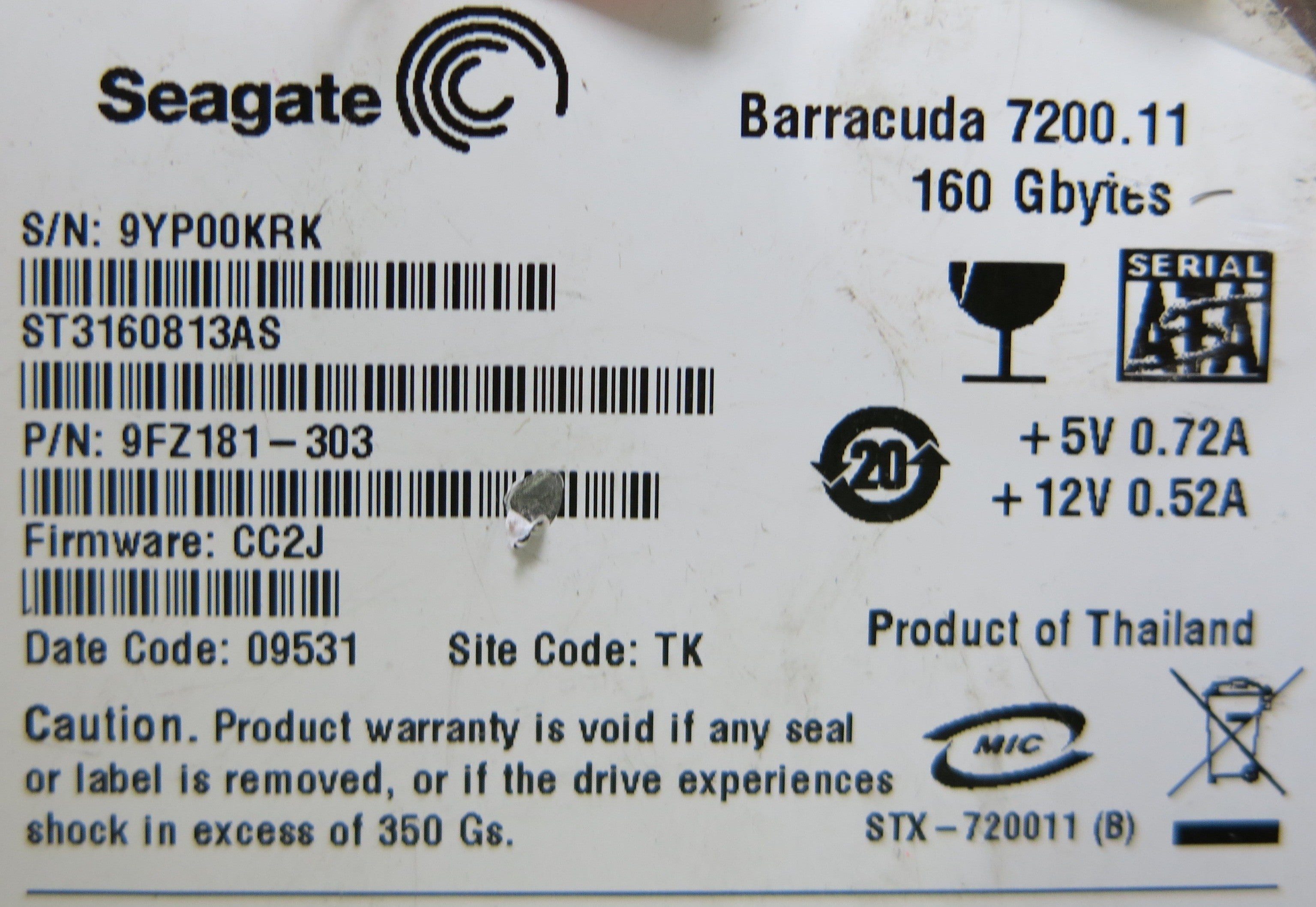 SEAGATE ST3160813AS 100504364 REV B PCB