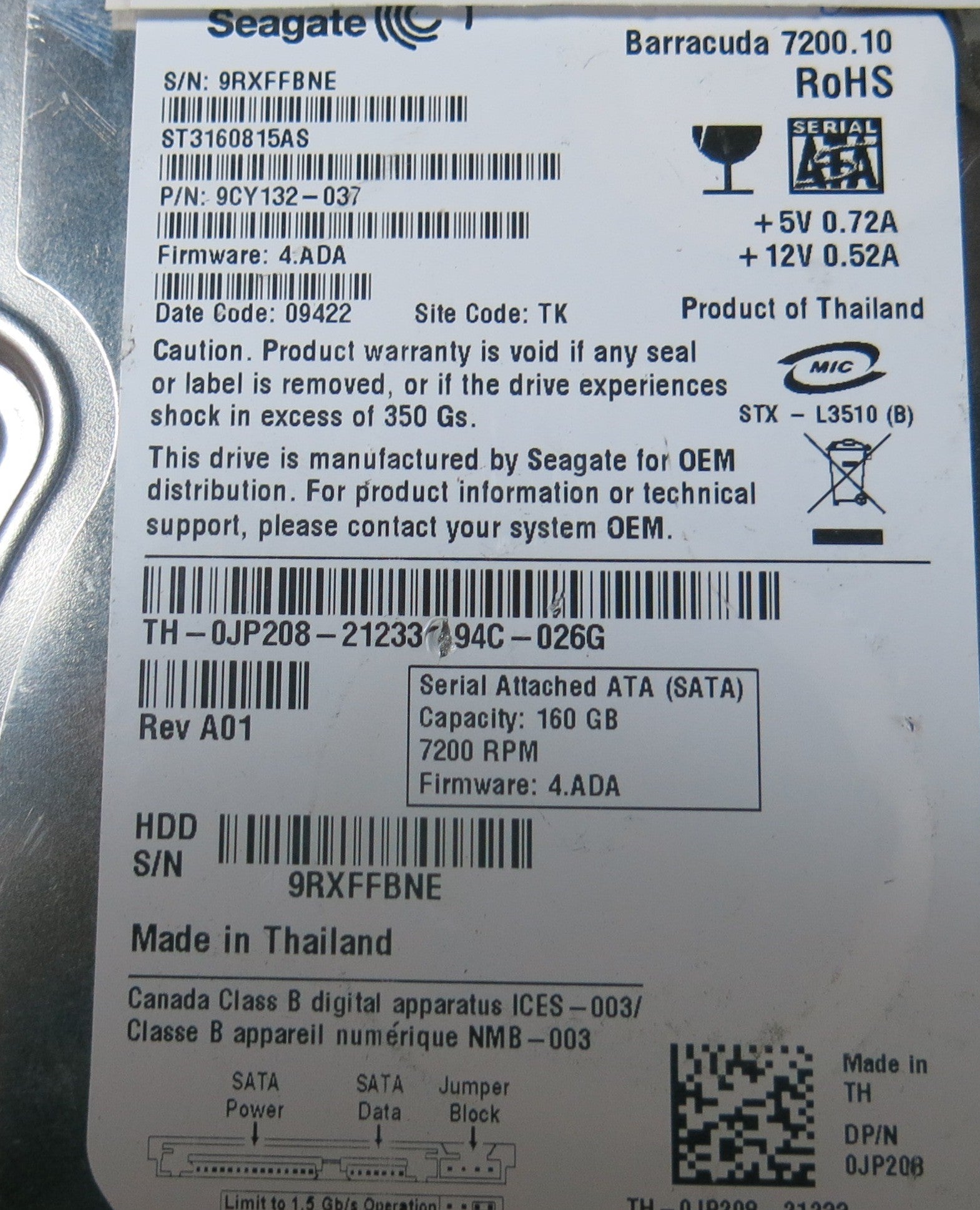 SEAGATE ST3160815AS, 4.ADA PCB
